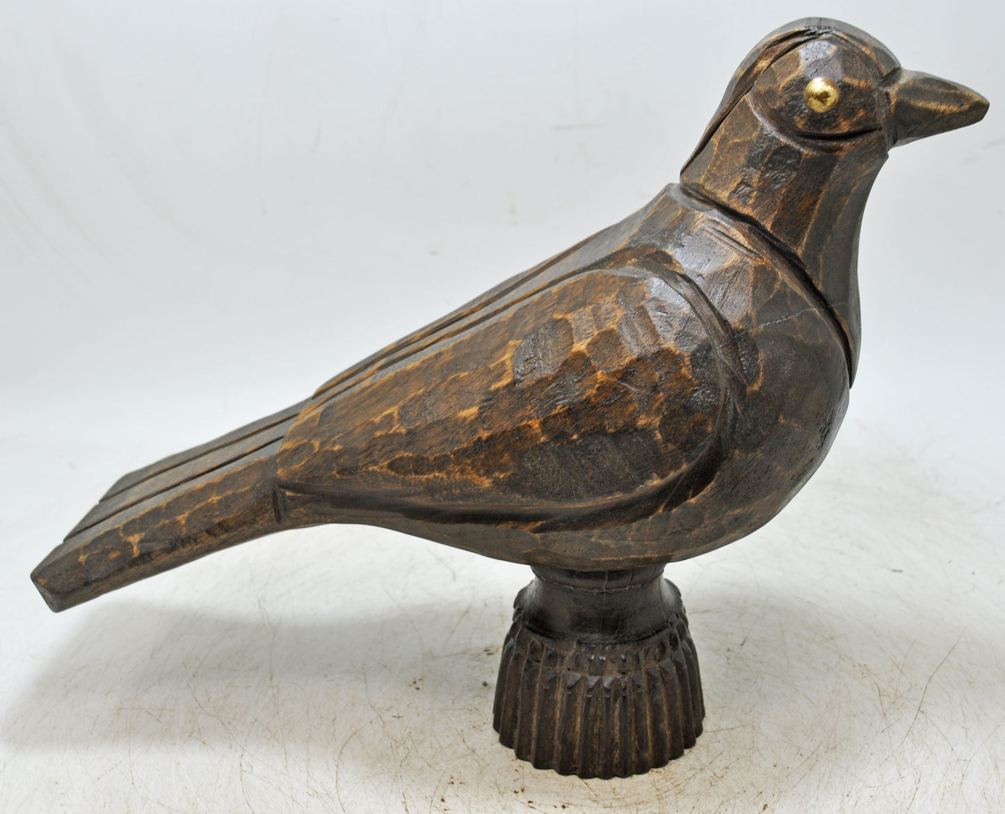 Vintage Wooden Bird Figurine Original Old Hand Carved