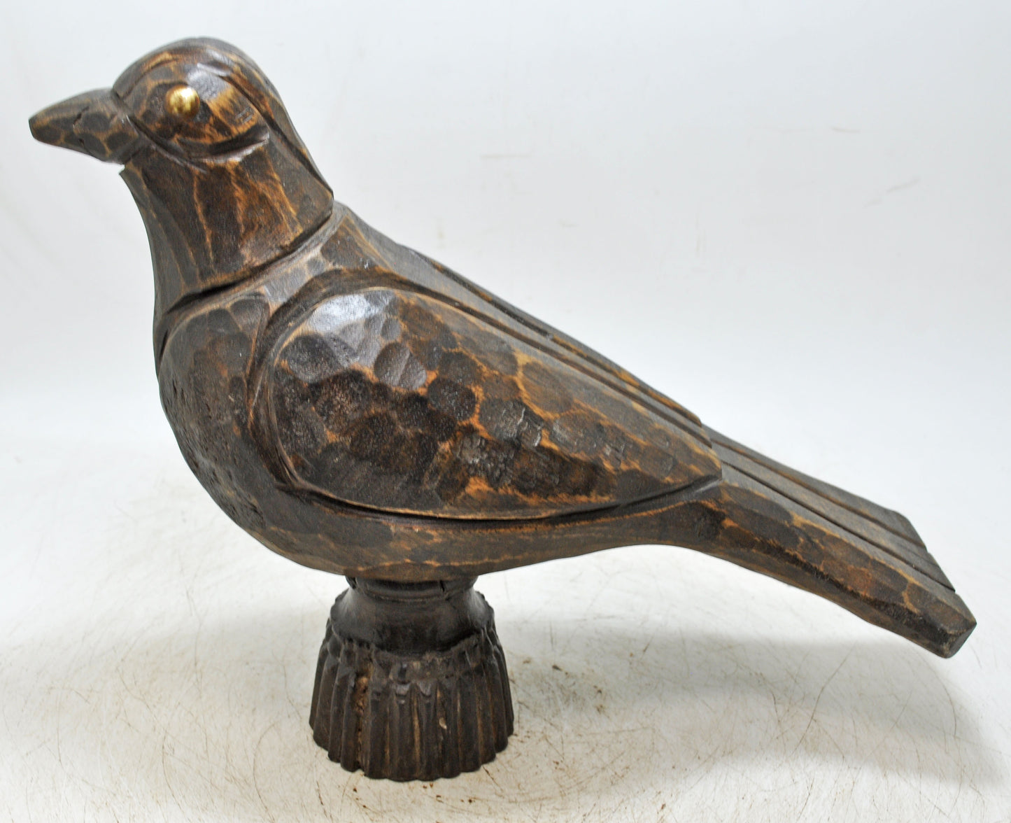 Vintage Wooden Bird Figurine Original Old Hand Carved