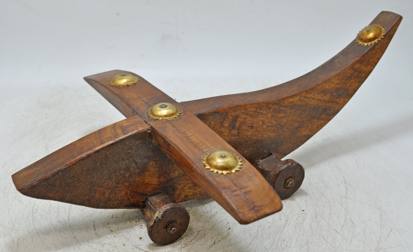Vintage Wooden Aeroplane Model Statue Original Old Hand Crafted