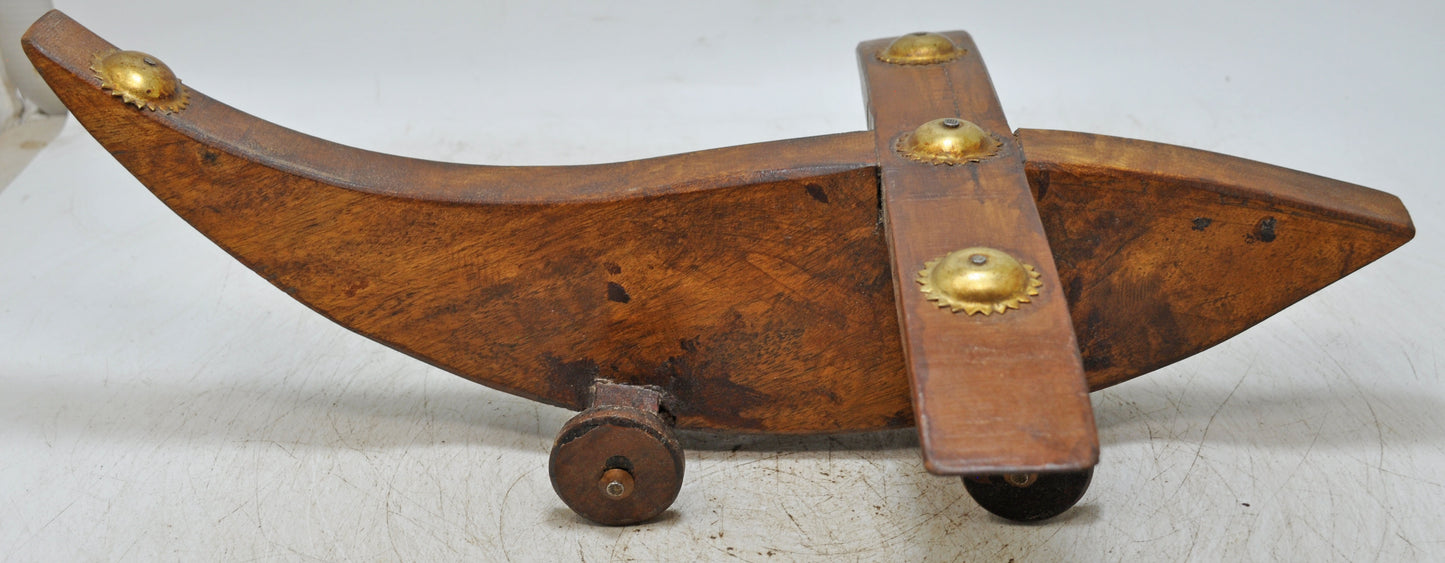 Vintage Wooden Aeroplane Model Statue Original Old Hand Crafted
