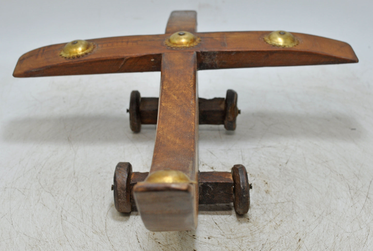Vintage Wooden Aeroplane Model Statue Original Old Hand Crafted