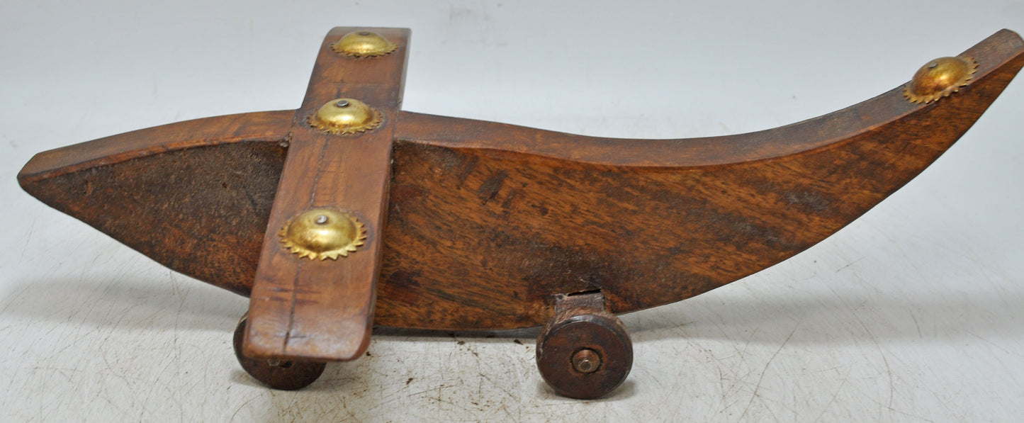 Vintage Wooden Aeroplane Model Statue Original Old Hand Crafted