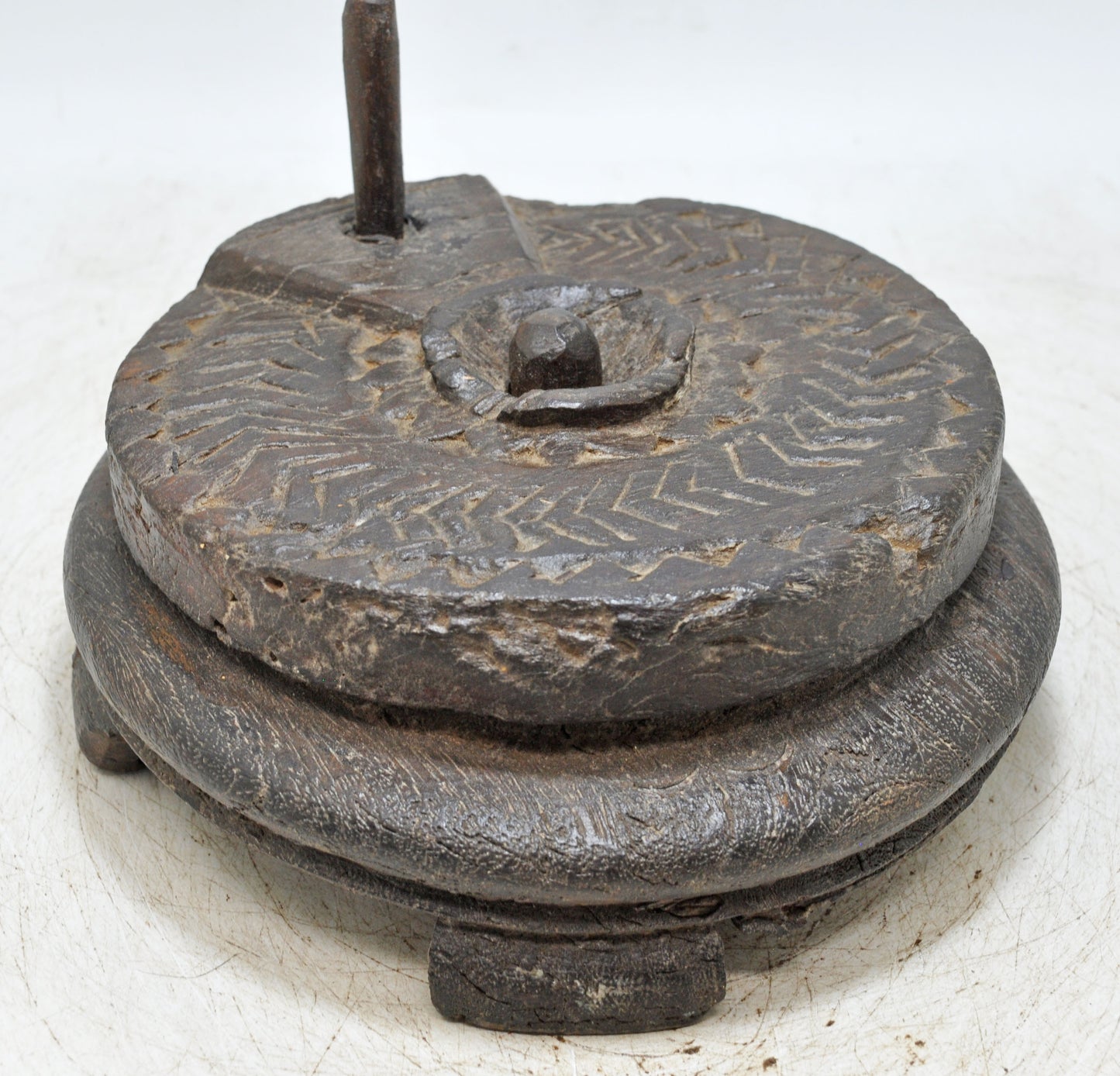 Antique Wooden Grain Grinder Model Toy Original Old Hand Carved
