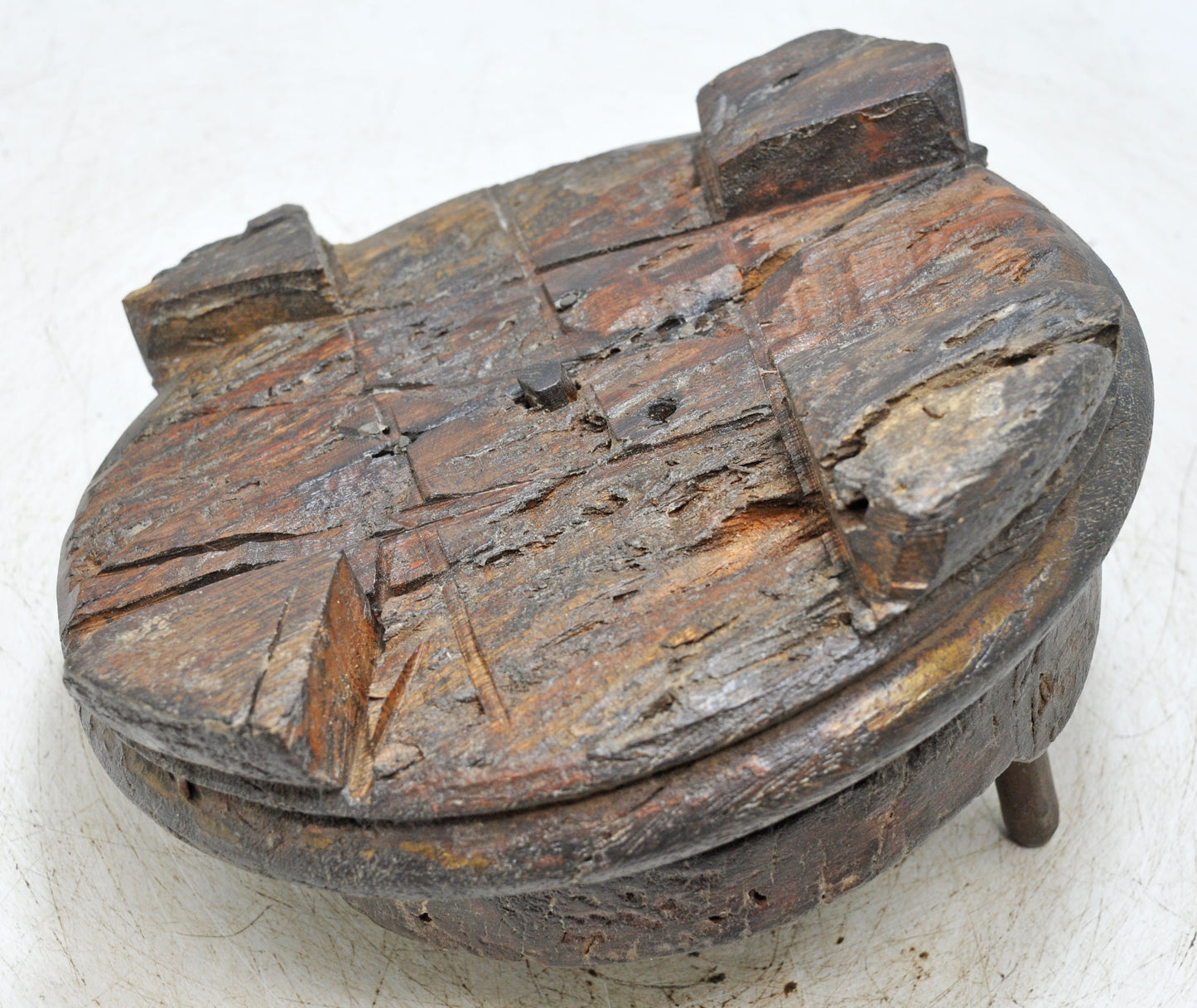 Antique Wooden Grain Grinder Model Toy Original Old Hand Carved