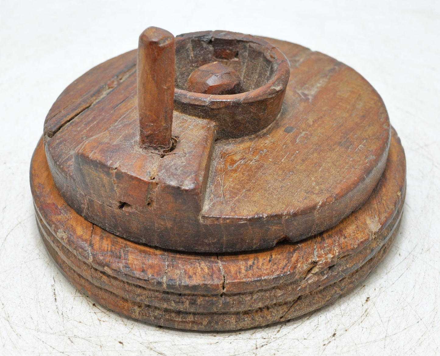 Antique Wooden Grain Grinder Model Toy Original Old Hand Carved