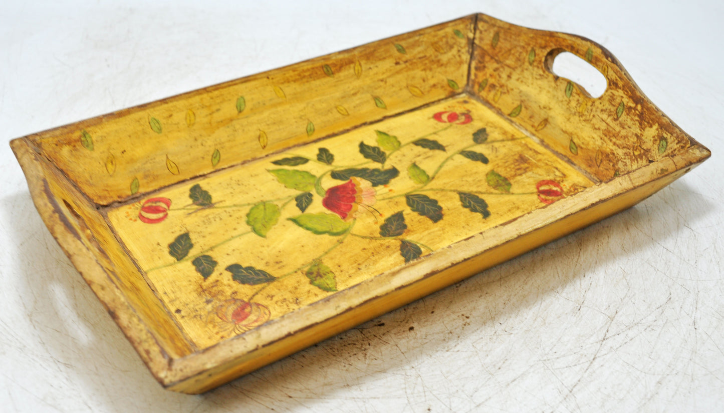 Vintage Wooden Serving Tray Original Old Hand Crafted Painted
