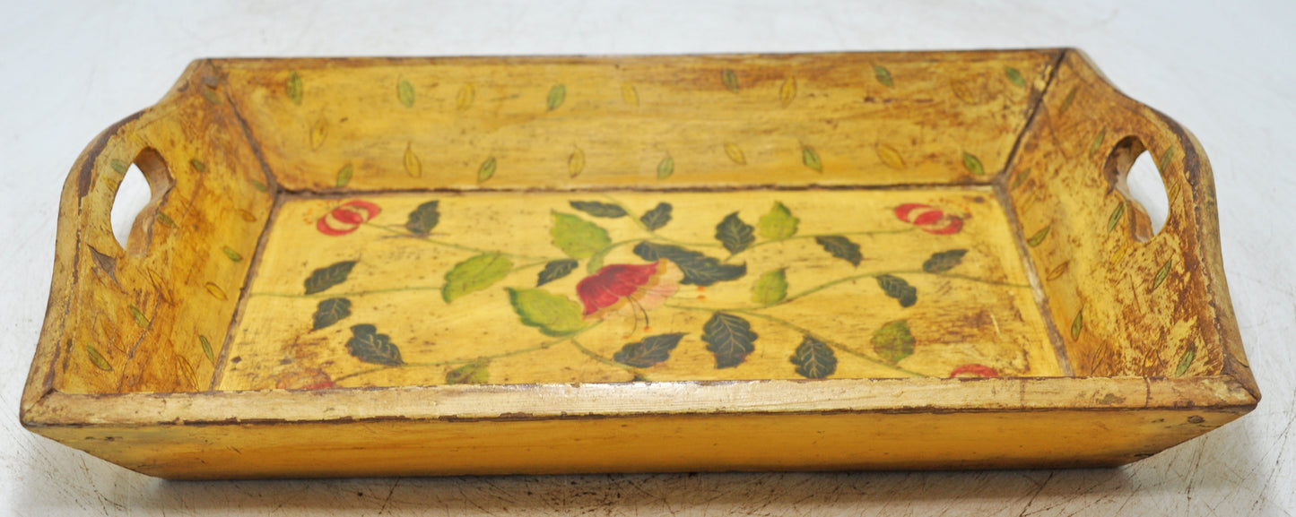 Vintage Wooden Serving Tray Original Old Hand Crafted Painted
