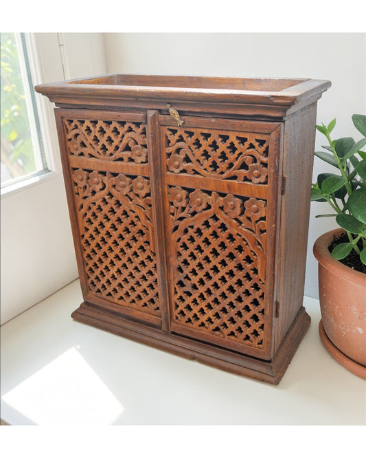 Vintage Wooden Mini Cabinet Original Old Hand Crafted Fine Carved