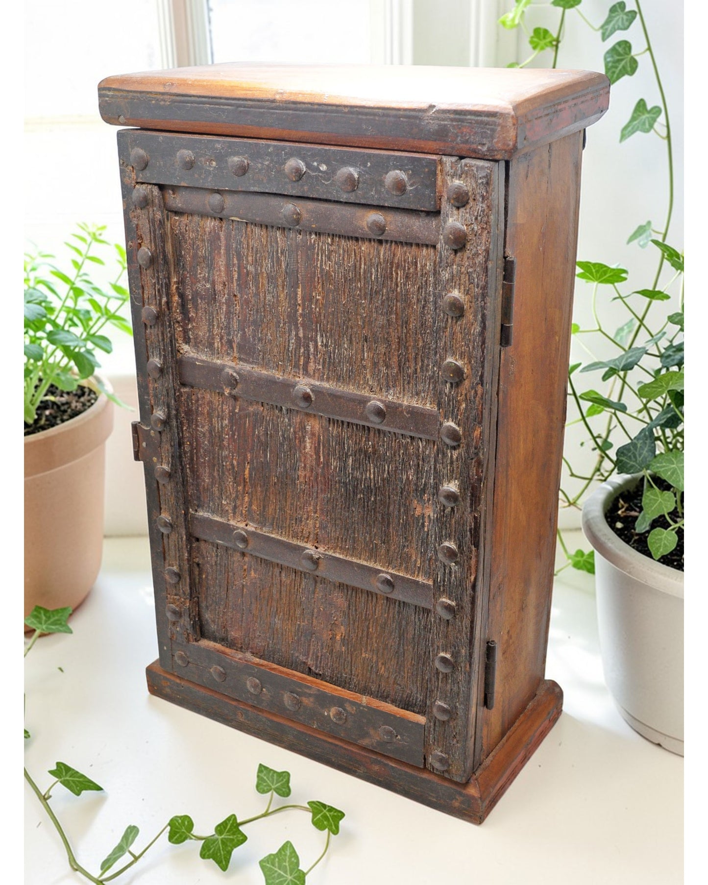Antique Wooden Mini Storage Cabinet Original Old Fine Hand Crafted