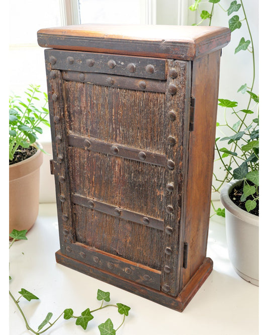 Antique Wooden Mini Storage Cabinet Original Old Fine Hand Crafted