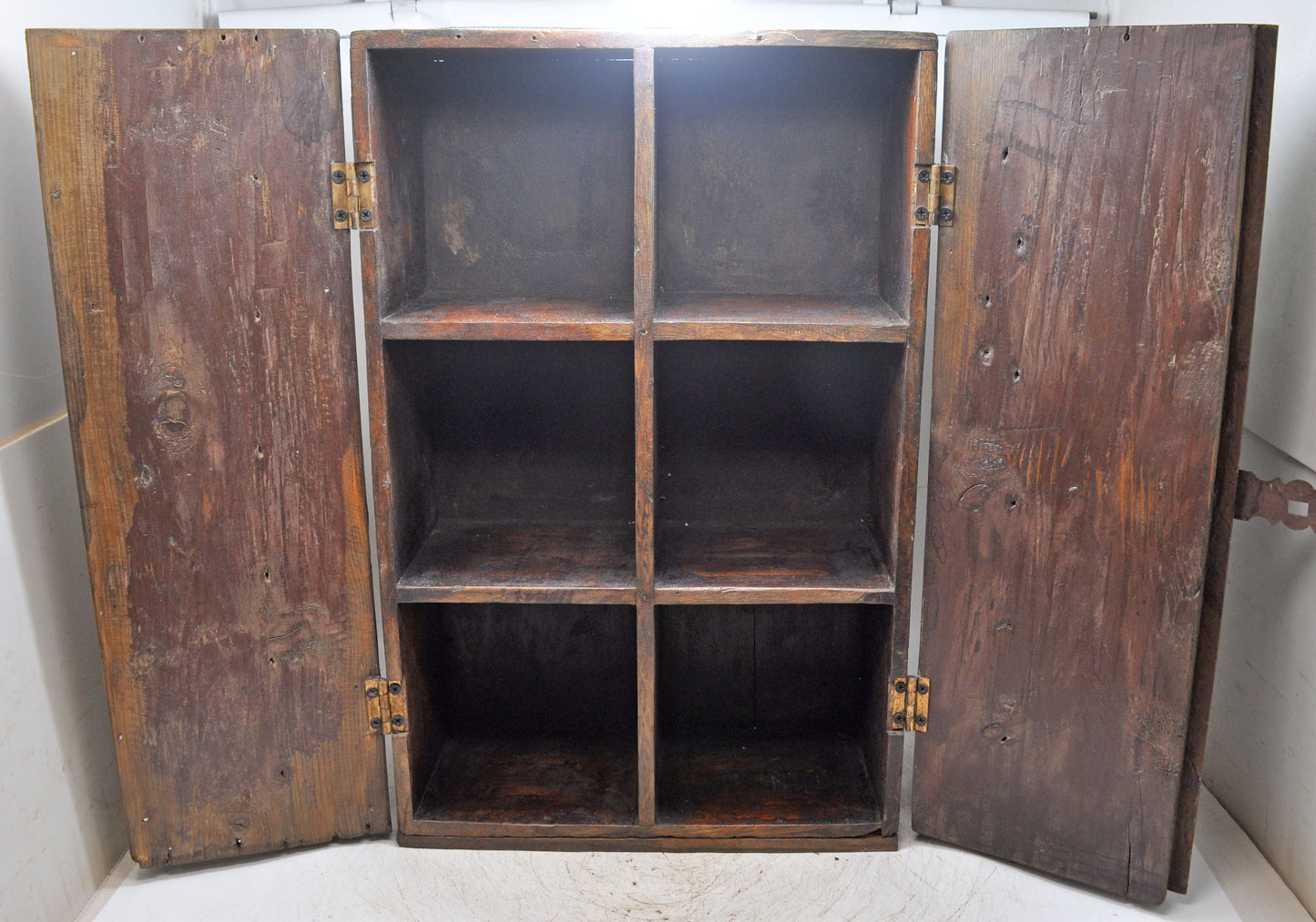 Antique Wooden Mini Storage Cabinet Original Old Fine Hand Crafted Brass Fitted