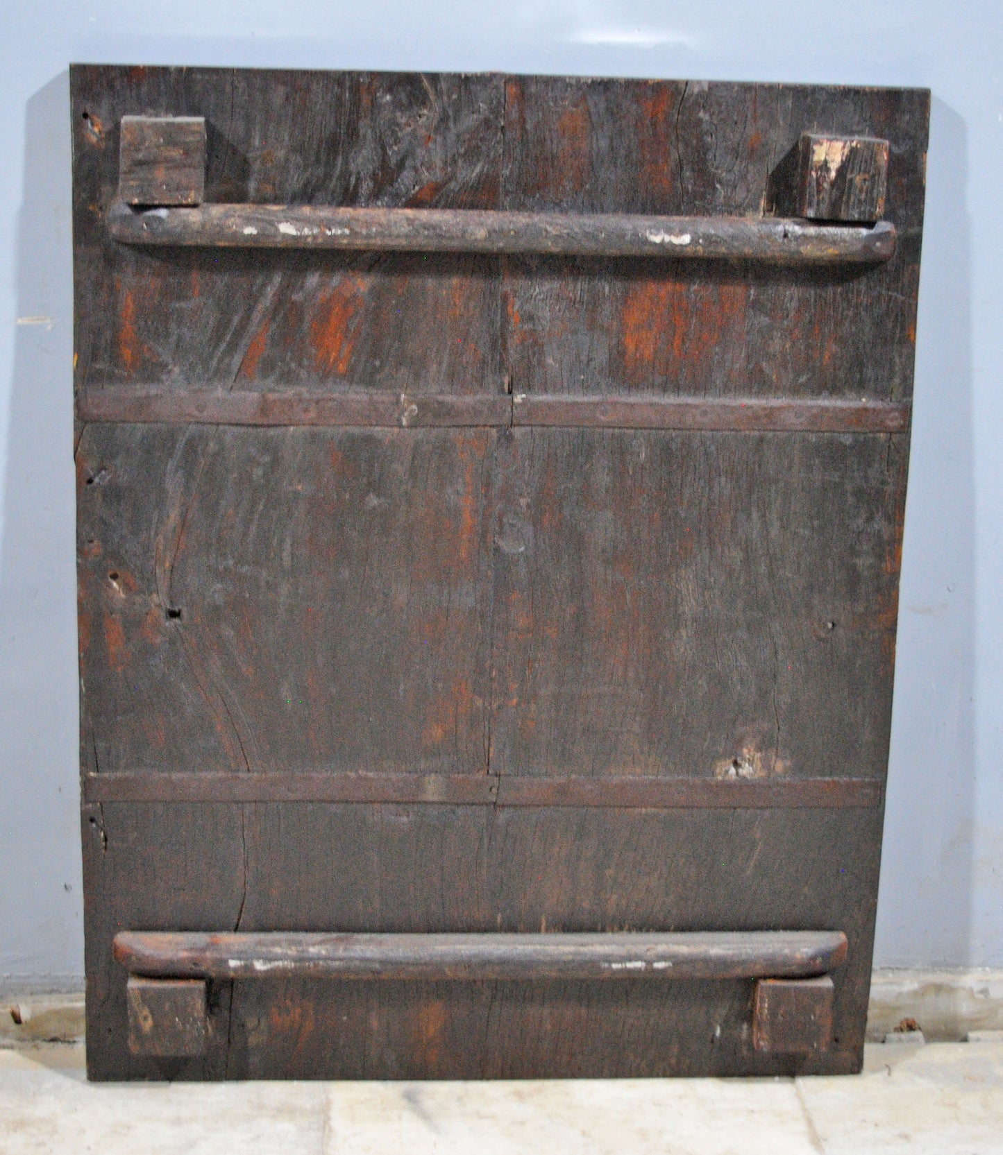 Antique Wooden Big Door Panel Fine Rustic Painting Original Old Hand Crafted Painted
