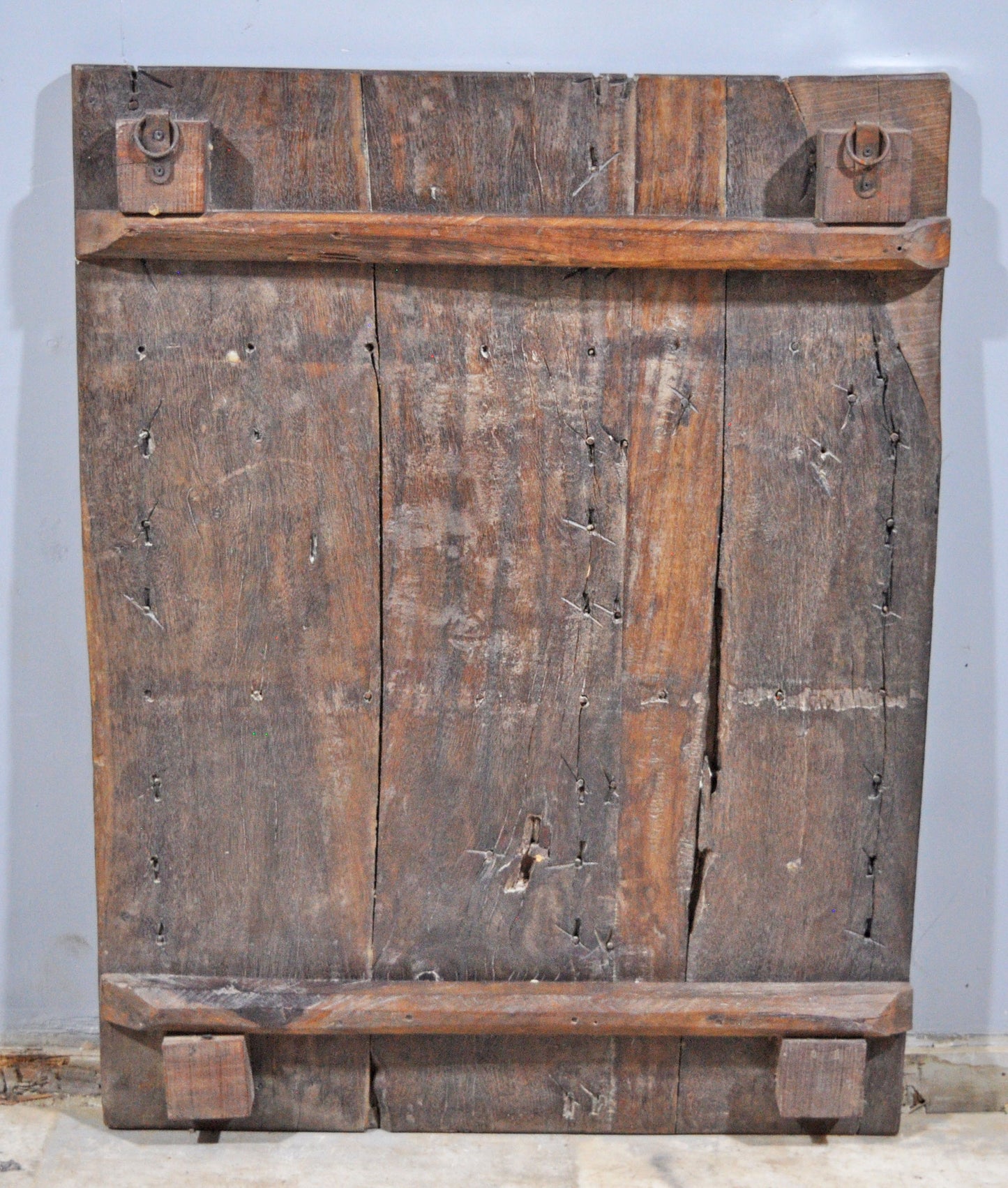 Antique Wooden Big Door Panel Fine Rustic Painting Original Old Hand Crafted Painted