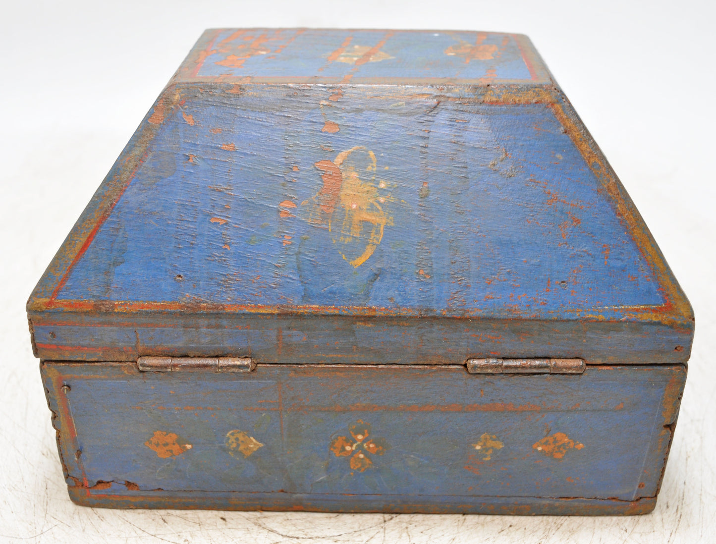 Vintage Wooden Dome Shaped Storage Box Original Old Hand Crafted Painted