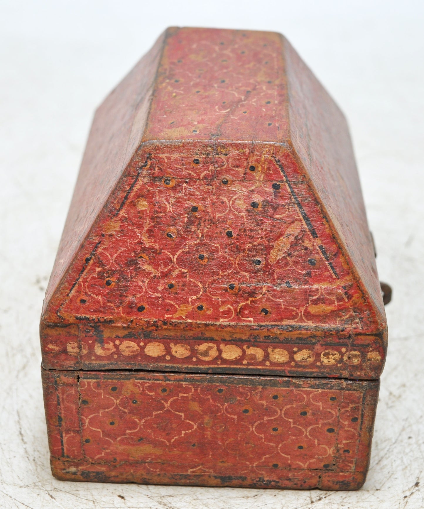 Vintage Wooden Dome Shaped Storage Box Original Old Hand Crafted Painted