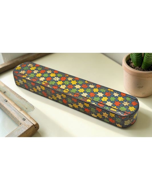 Vintage Wooden Small Pencil Stationary Box Original Old Hand Crafted Painted