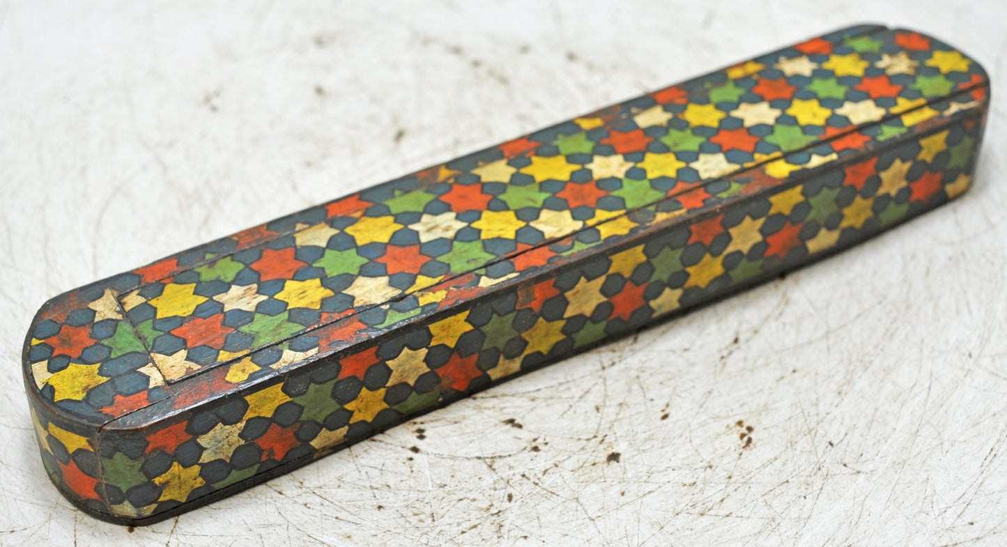 Vintage Wooden Small Pencil Stationary Box Original Old Hand Crafted Painted