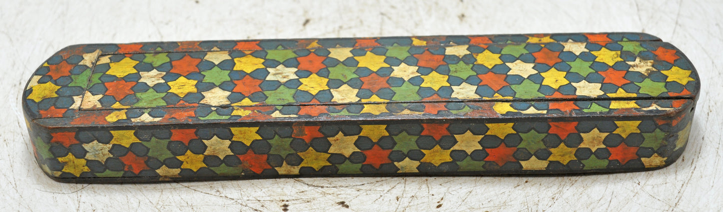 Vintage Wooden Small Pencil Stationary Box Original Old Hand Crafted Painted