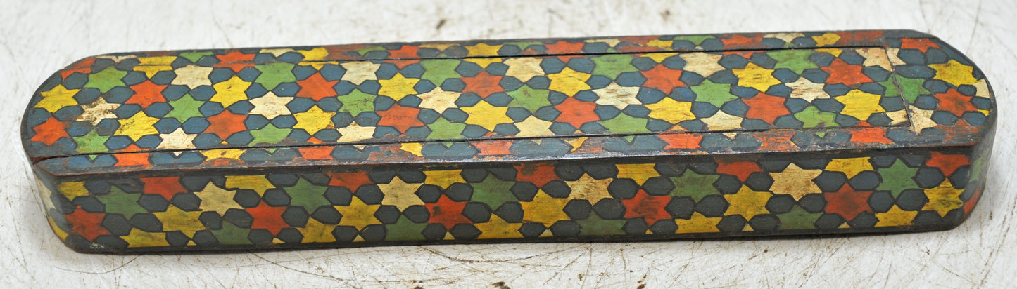 Vintage Wooden Small Pencil Stationary Box Original Old Hand Crafted Painted