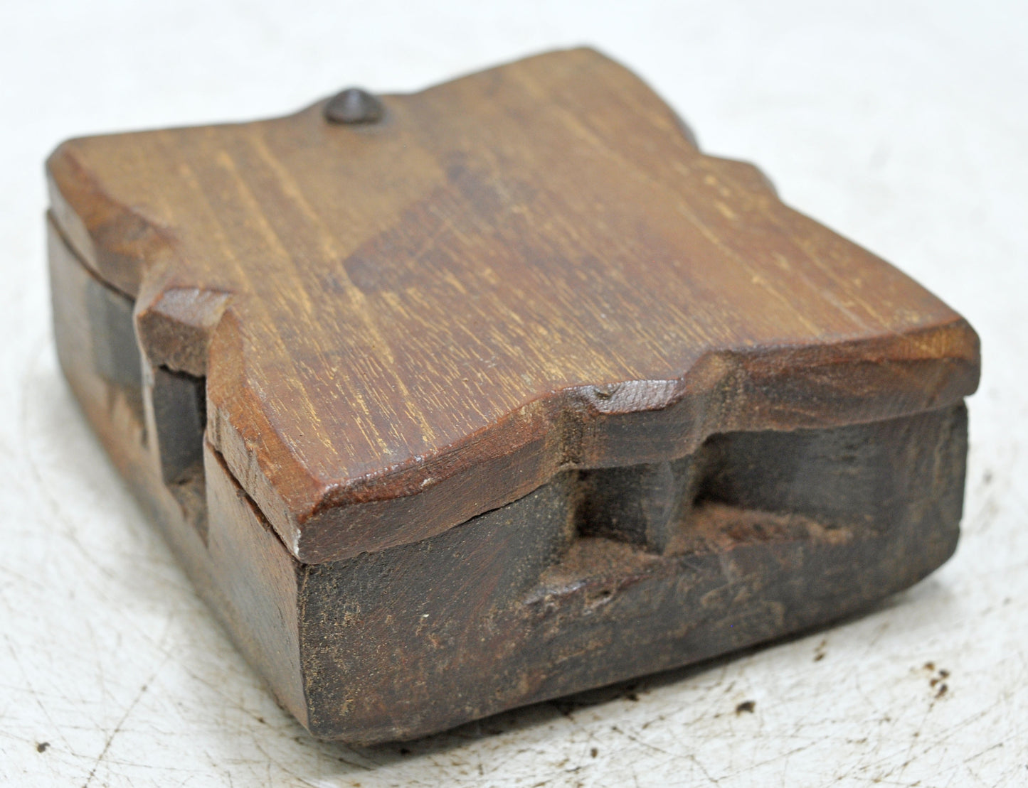Antique Wooden Kitchenware Spice Box Original Old Hand Carved