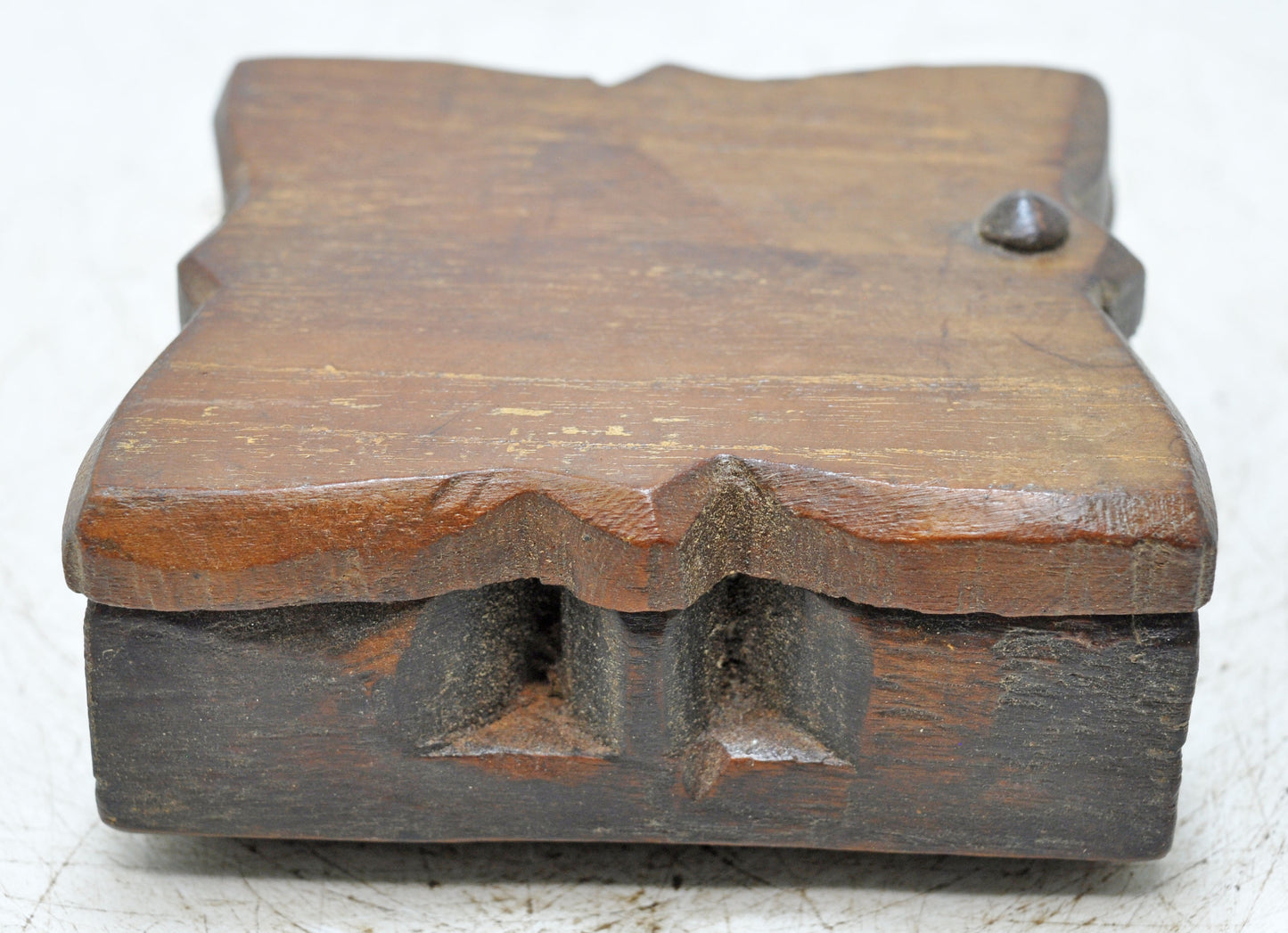 Antique Wooden Kitchenware Spice Box Original Old Hand Carved