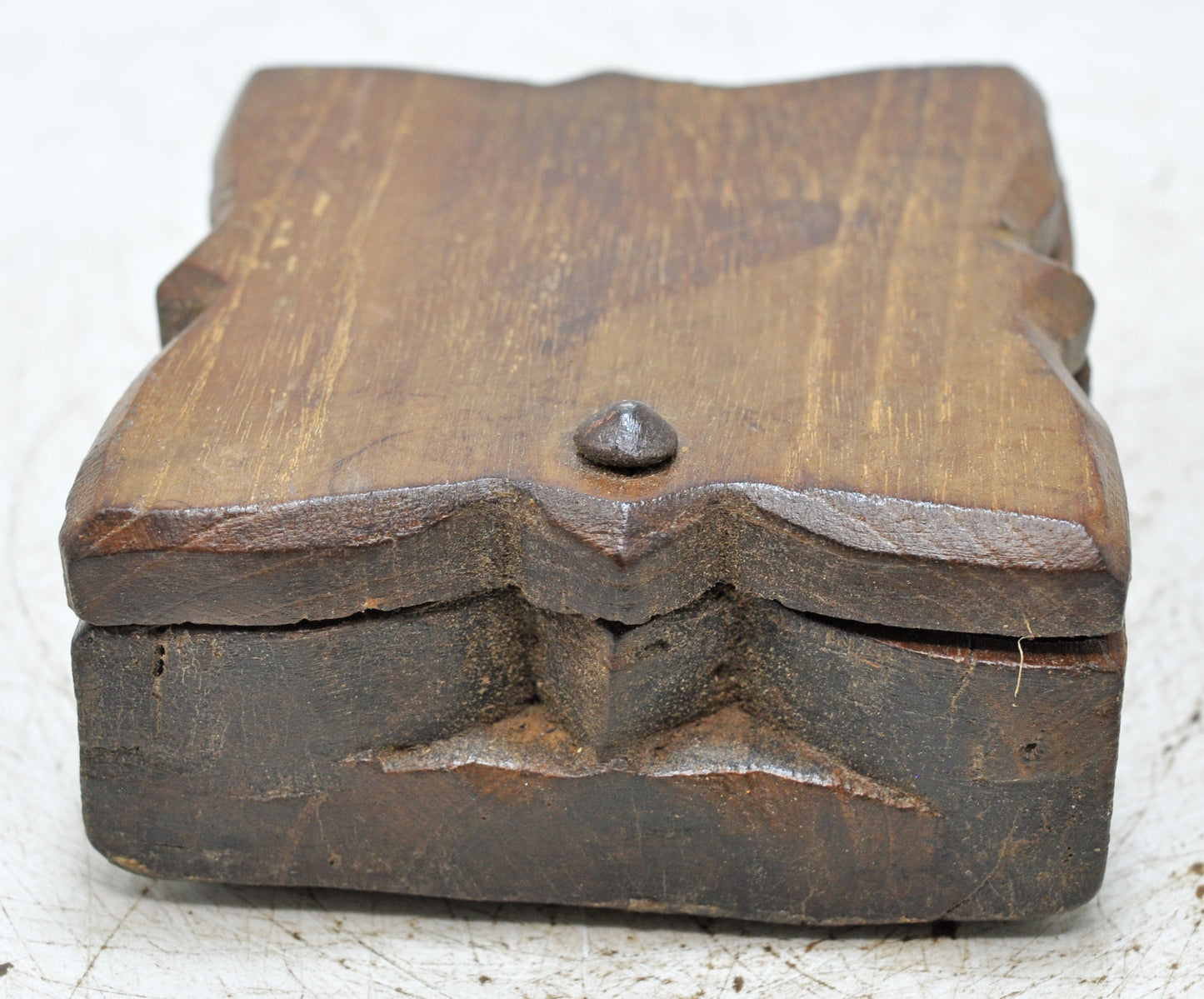 Antique Wooden Kitchenware Spice Box Original Old Hand Carved
