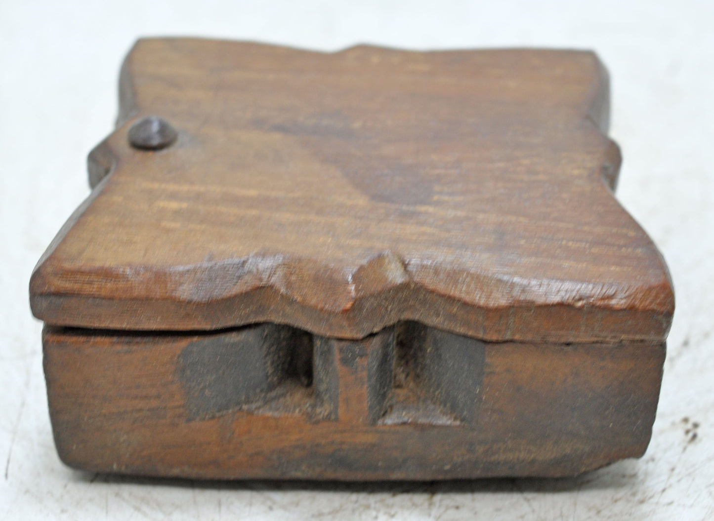 Antique Wooden Kitchenware Spice Box Original Old Hand Carved