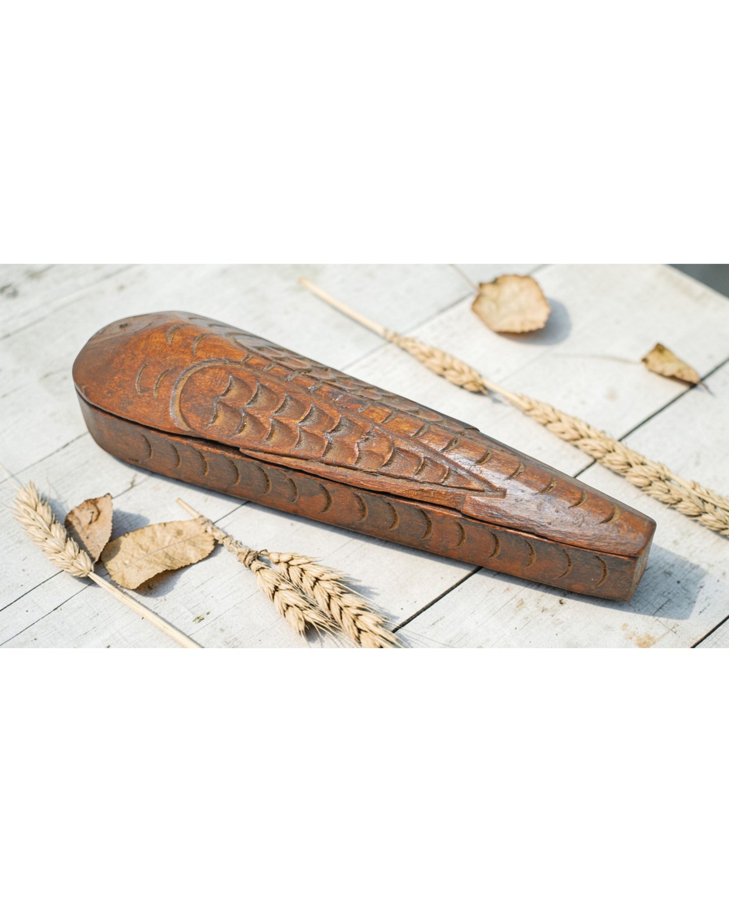 Antique Wooden Long Kum Kum Powder Tika Box Original Old Hand Carved