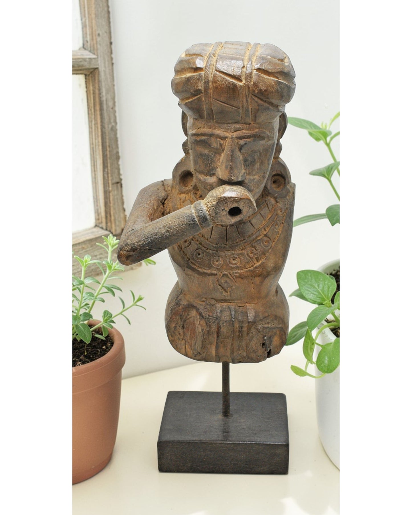 Antique Wooden Musician Man Figurine Original Old Fine Hand Carved