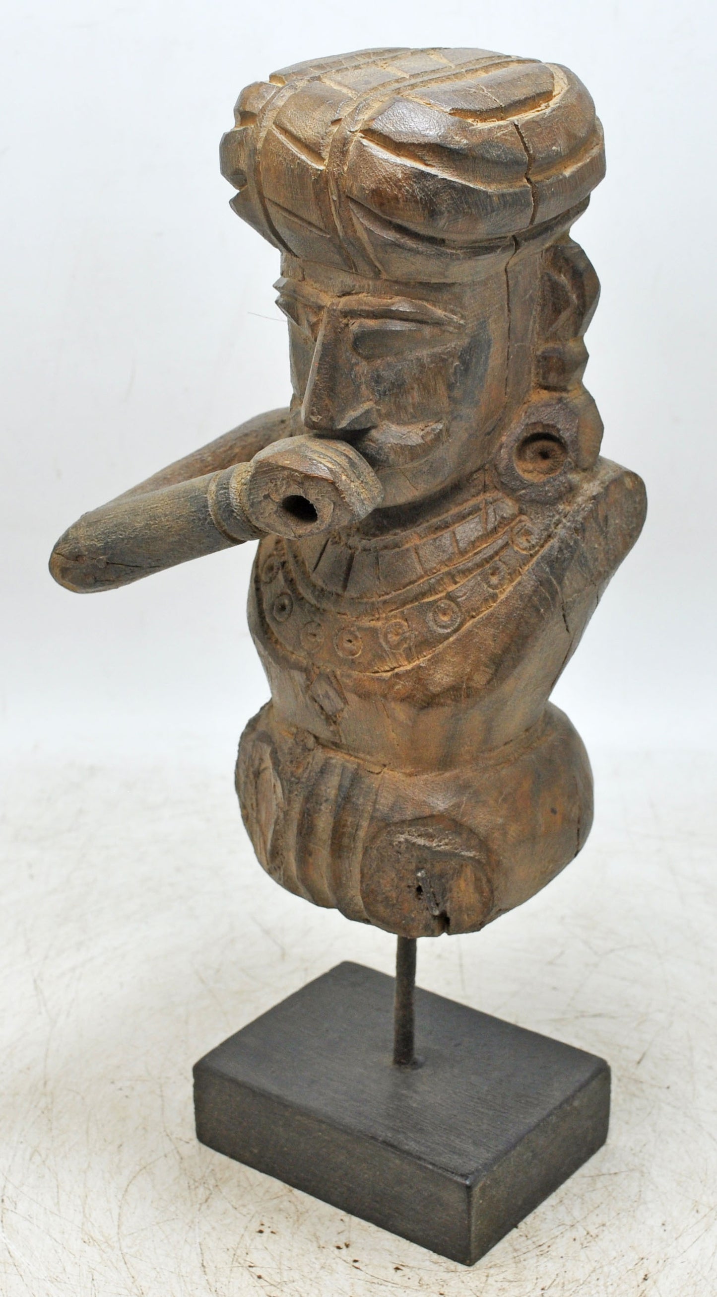 Antique Wooden Musician Man Figurine Original Old Fine Hand Carved