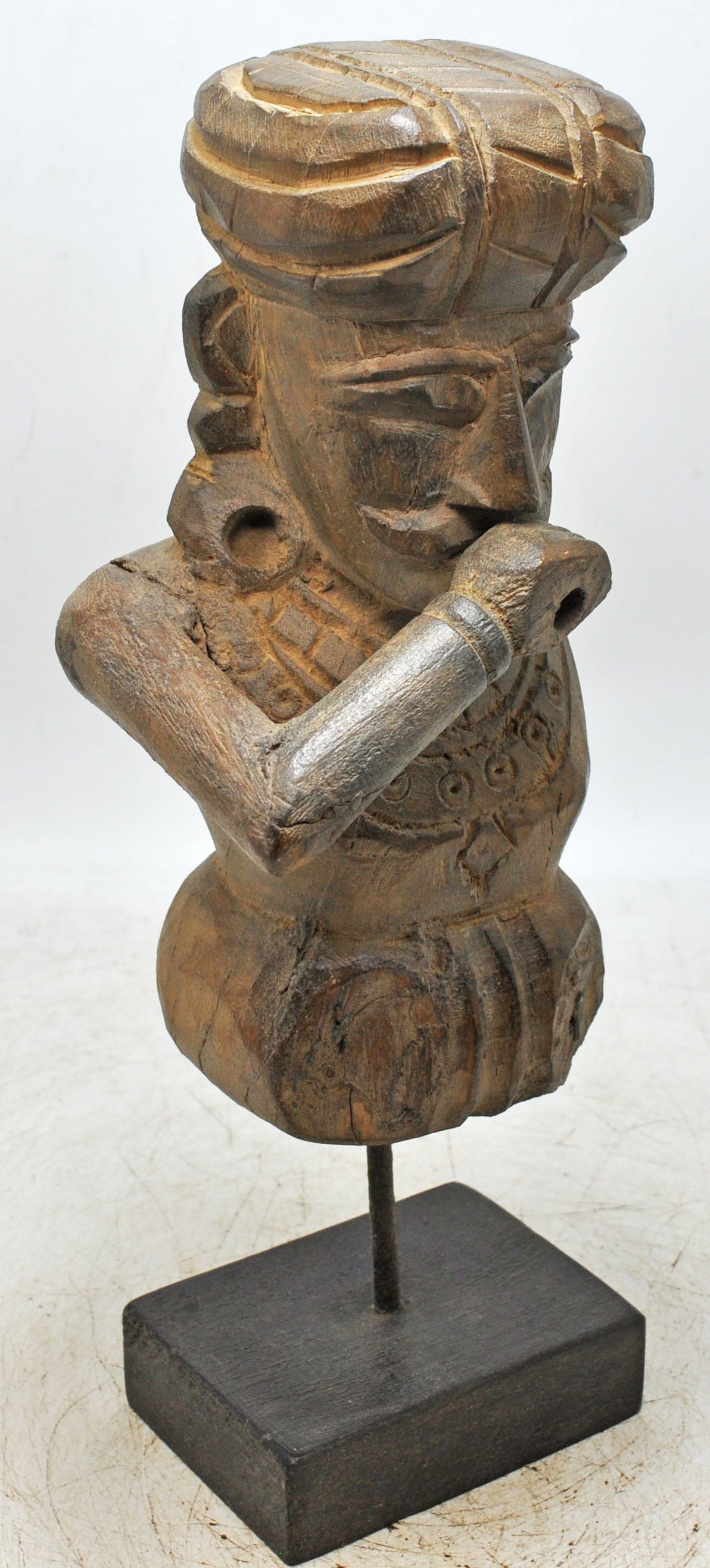 Antique Wooden Musician Man Figurine Original Old Fine Hand Carved