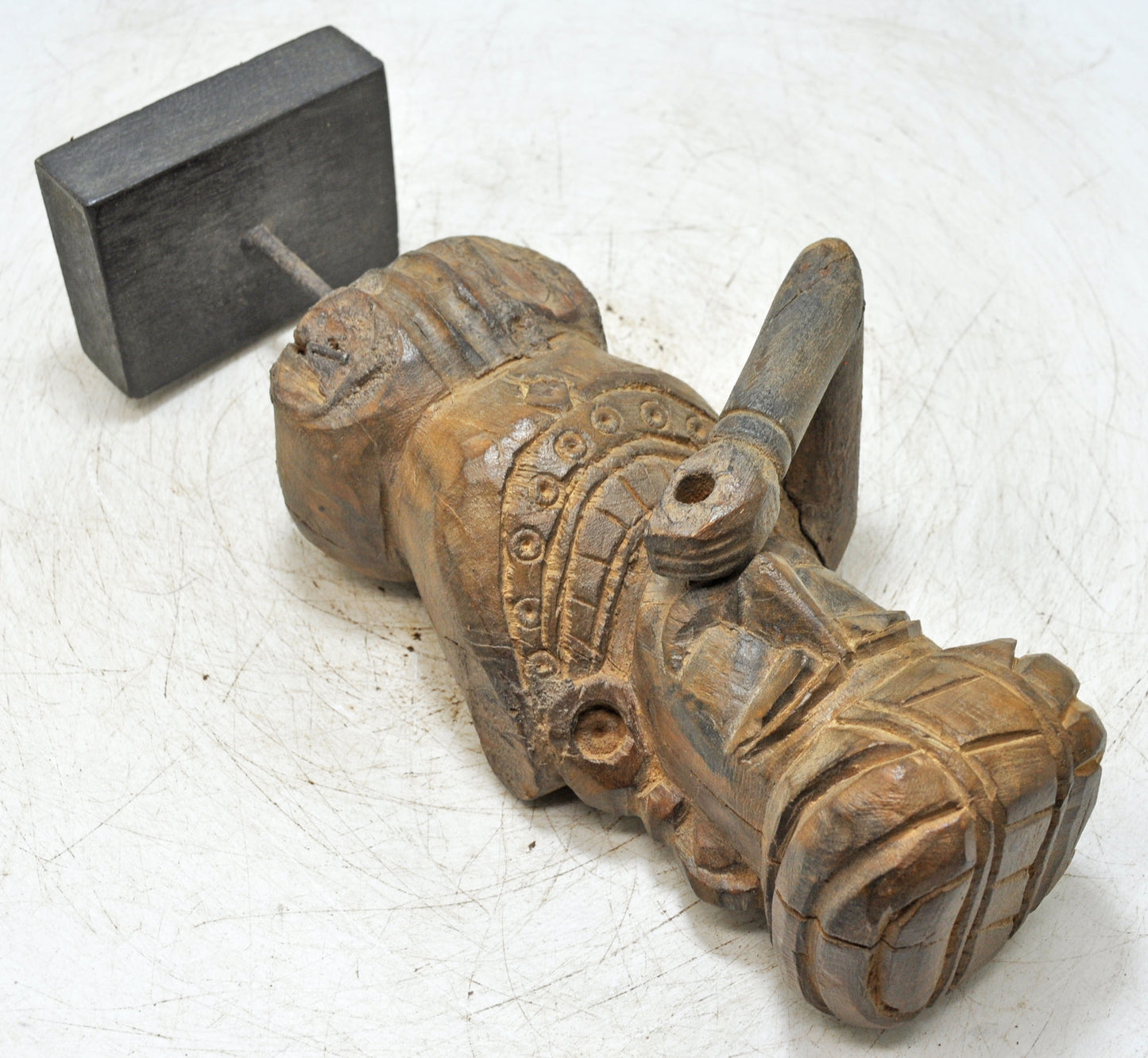 Antique Wooden Musician Man Figurine Original Old Fine Hand Carved