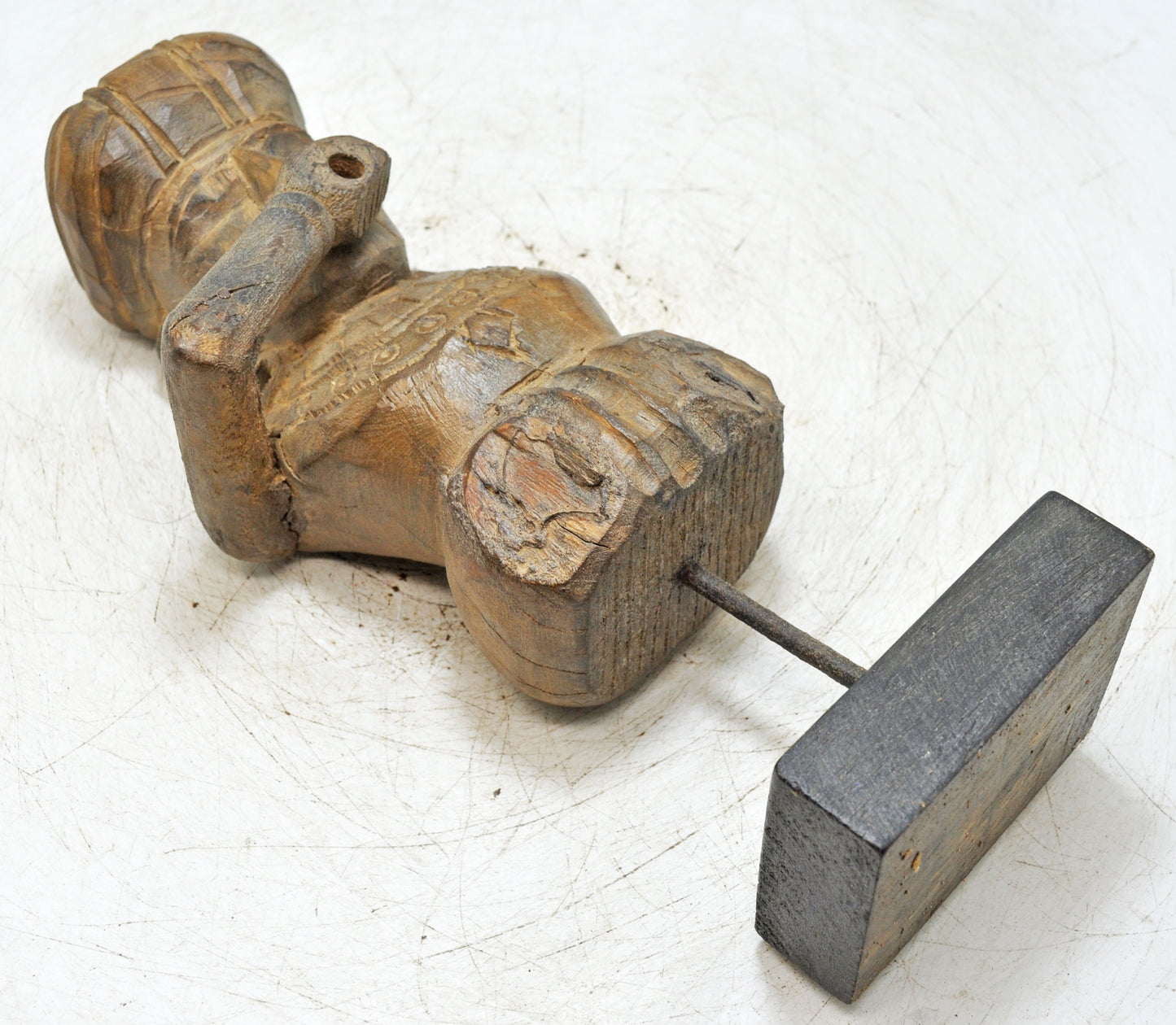 Antique Wooden Musician Man Figurine Original Old Fine Hand Carved