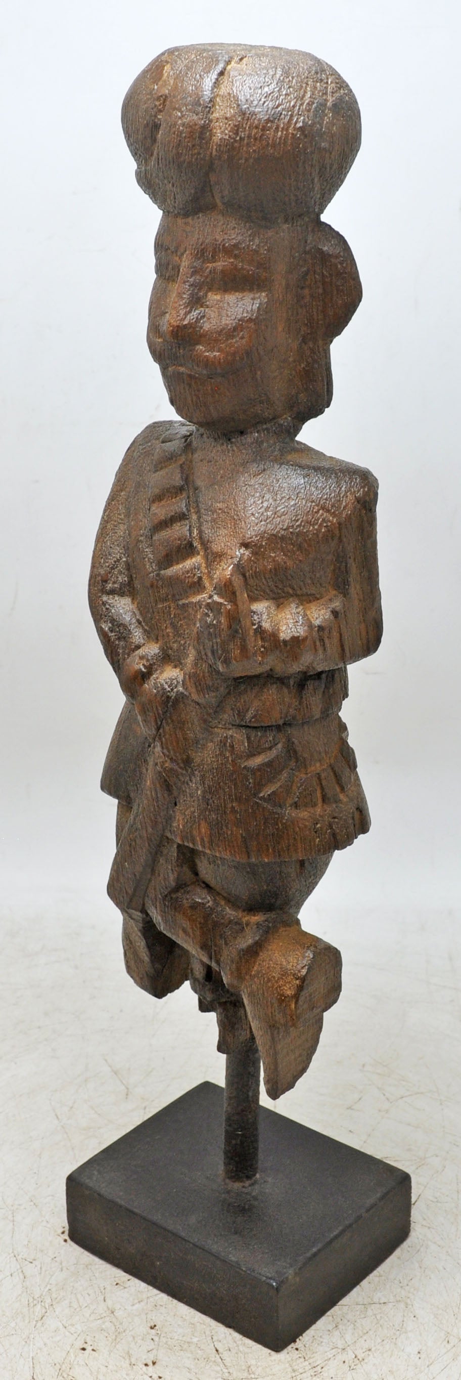 Antique Wooden Tall Watch Man Figurine Original Old Fine Hand Carved