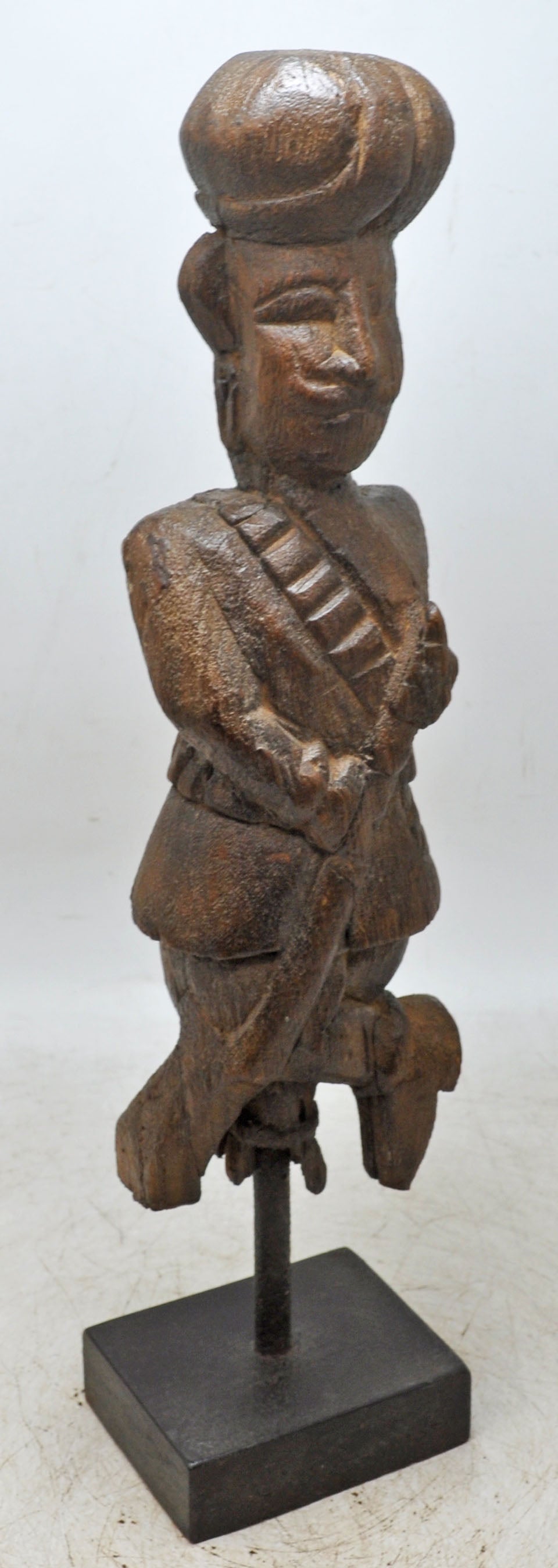 Antique Wooden Tall Watch Man Figurine Original Old Fine Hand Carved