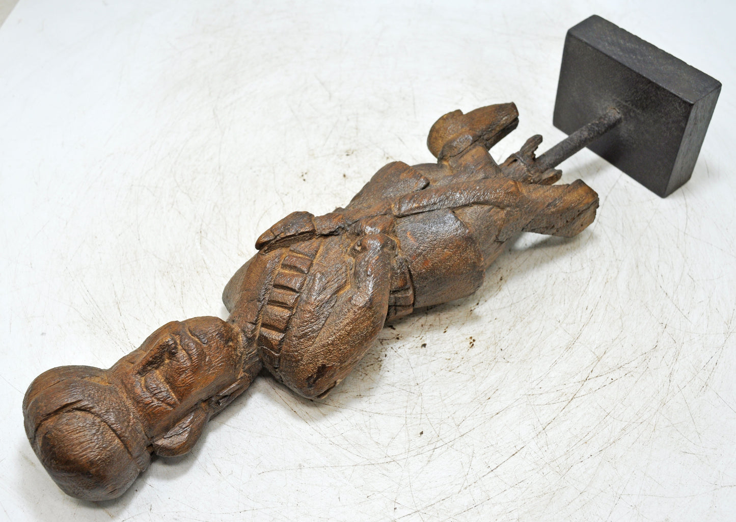Antique Wooden Tall Watch Man Figurine Original Old Fine Hand Carved