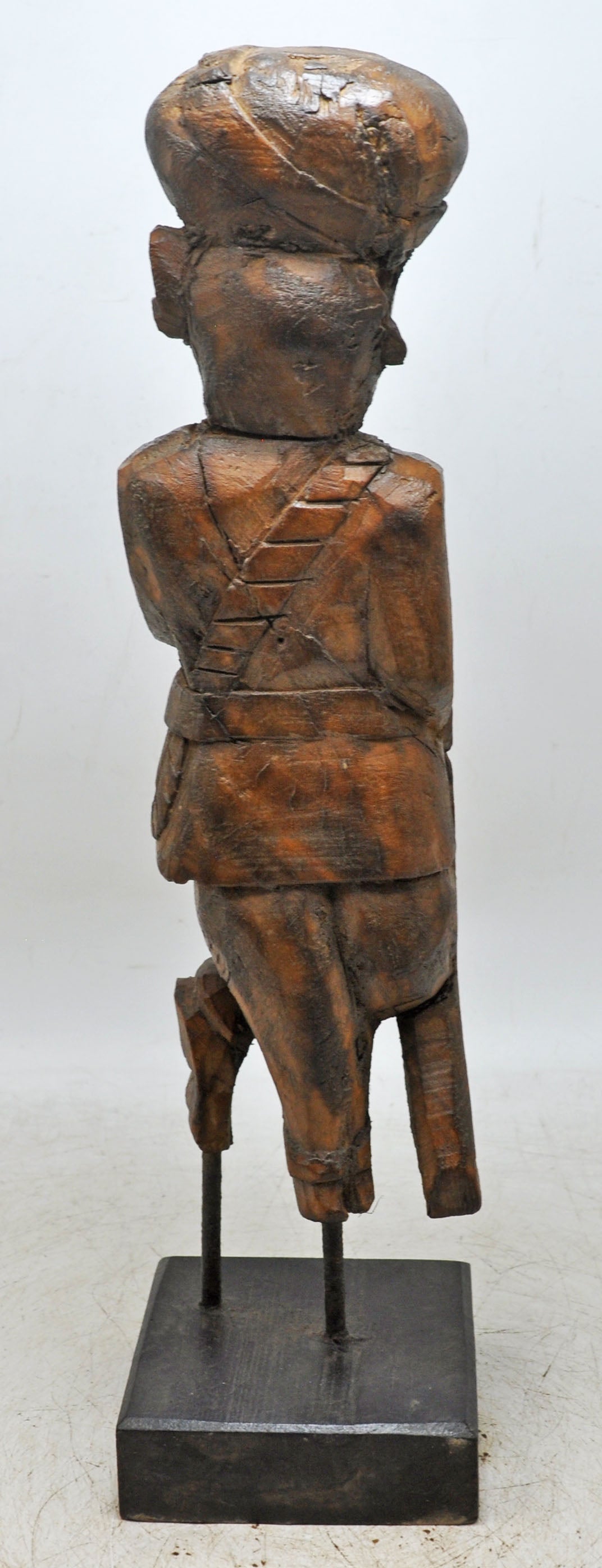 Antique Wooden Tall Watch Man Figurine Original Old Fine Hand Carved
