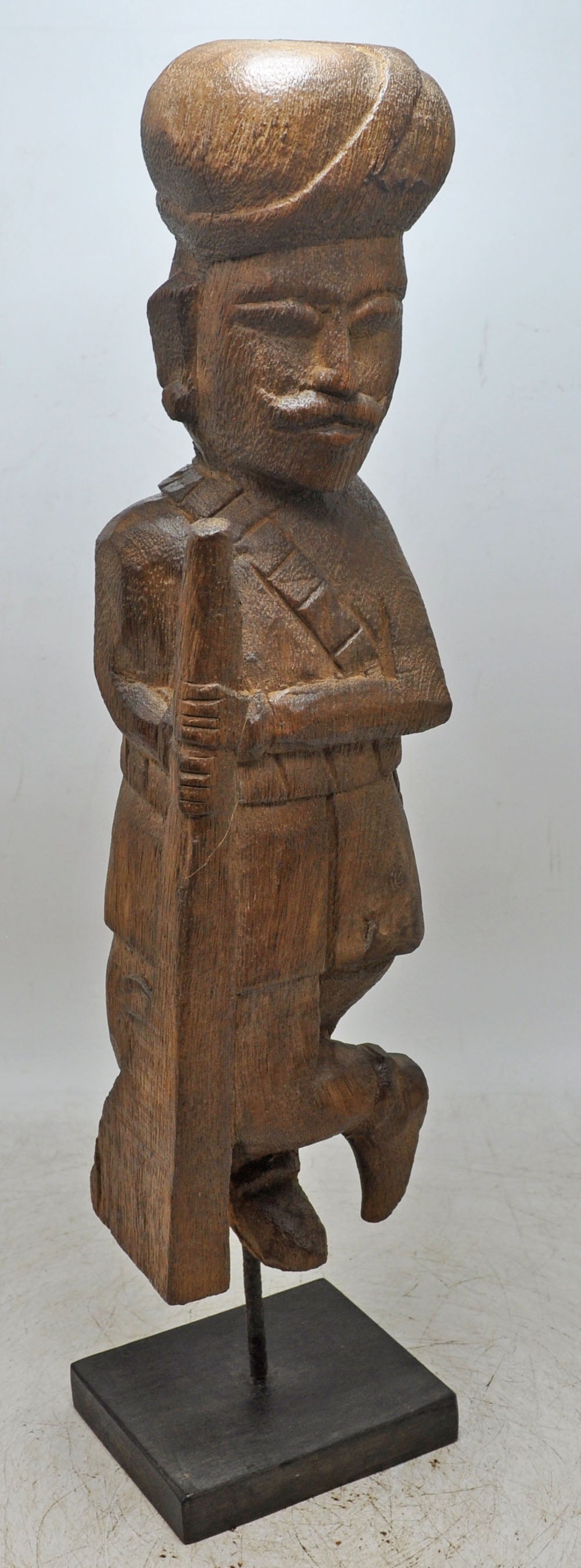 Antique Wooden Tall Watch Man Figurine Original Old Fine Hand Carved