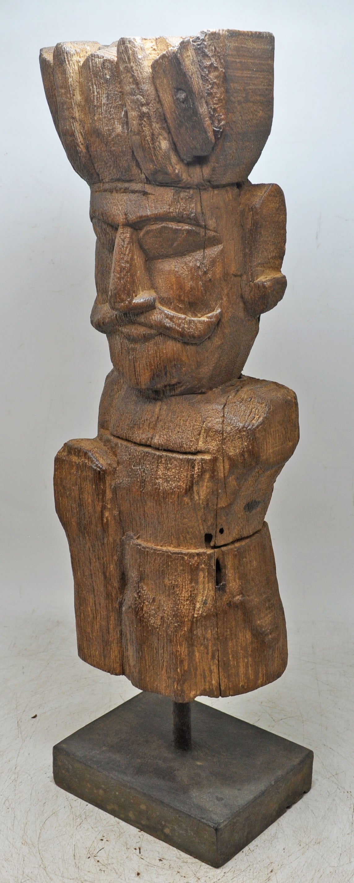 Antique Wooden Tall Watch Man Figurine Original Old Fine Hand Carved