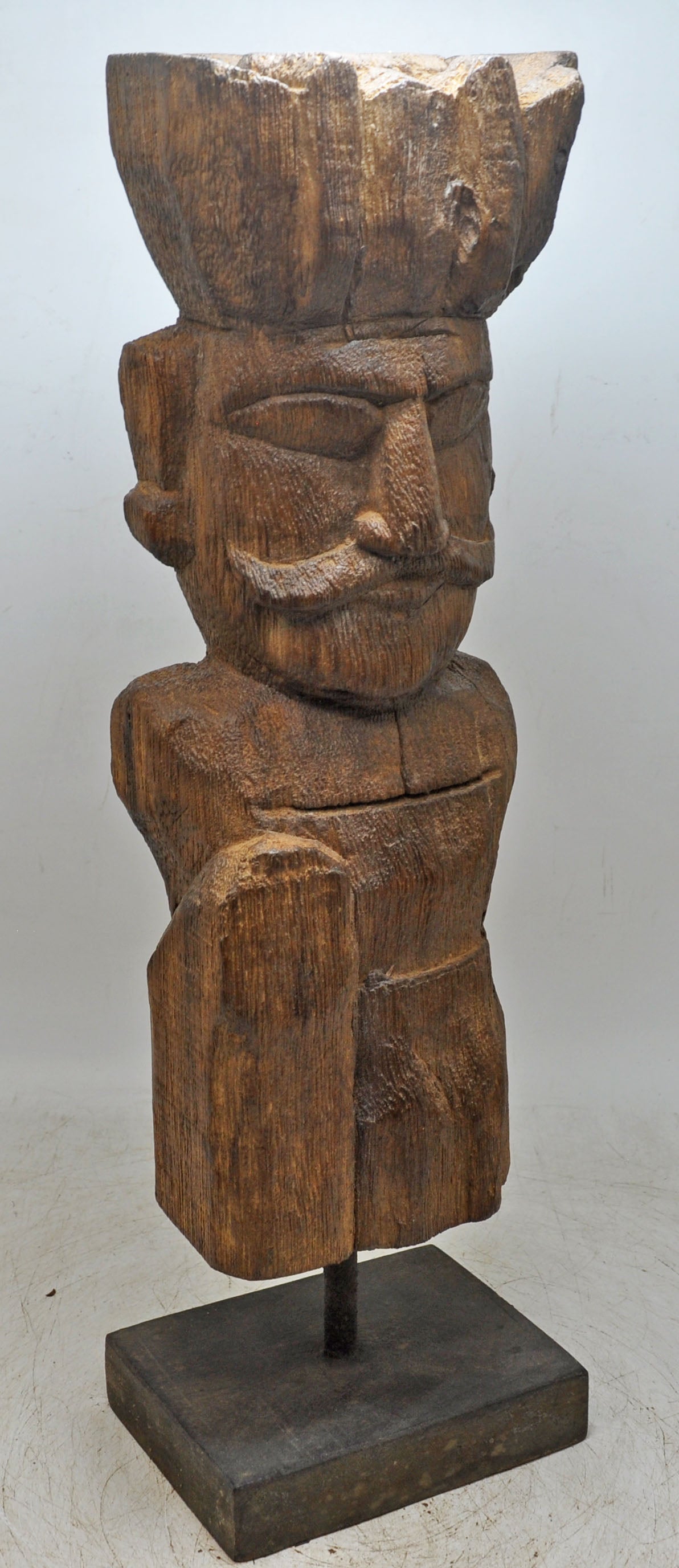 Antique Wooden Tall Watch Man Figurine Original Old Fine Hand Carved