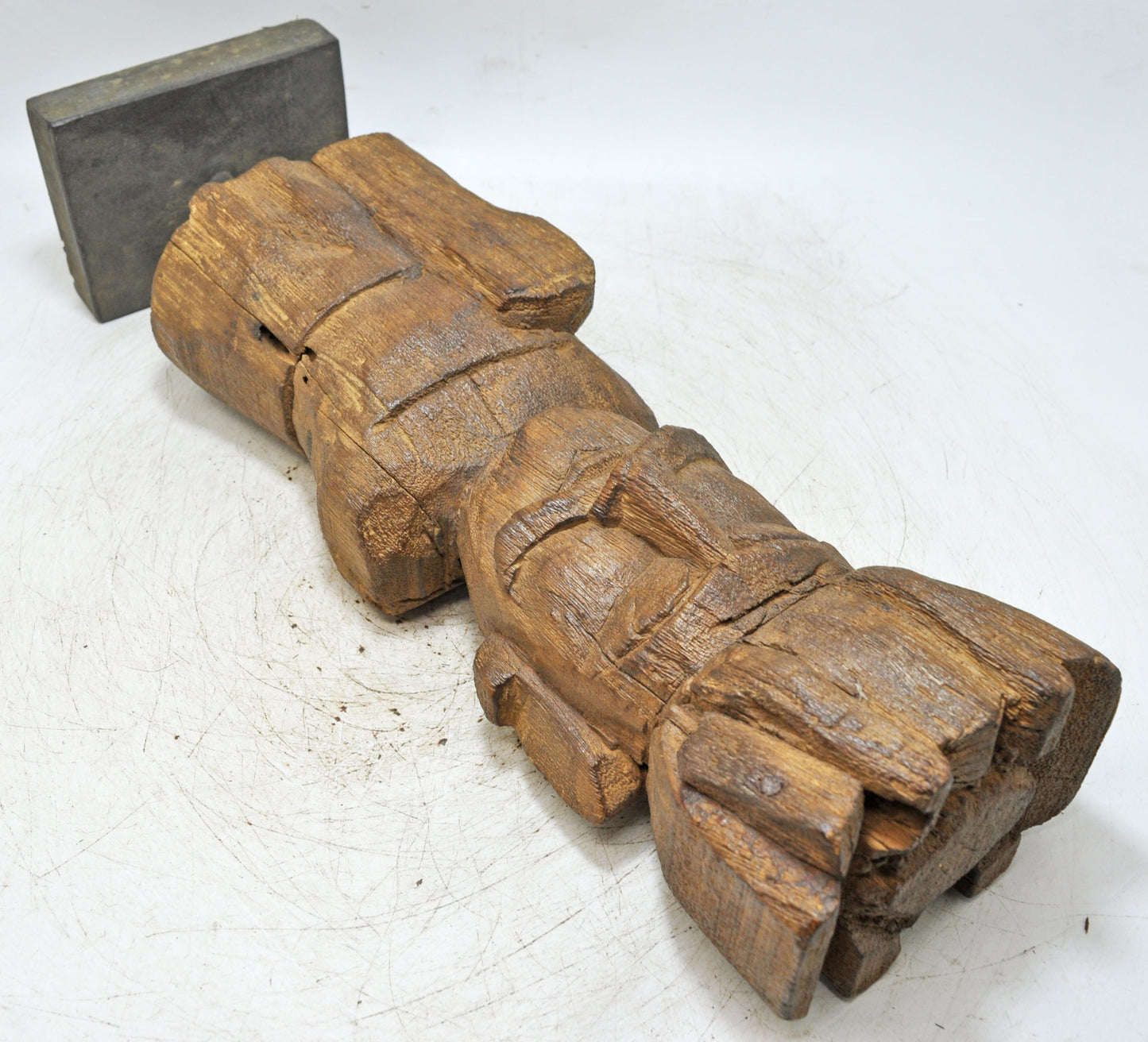 Antique Wooden Tall Watch Man Figurine Original Old Fine Hand Carved
