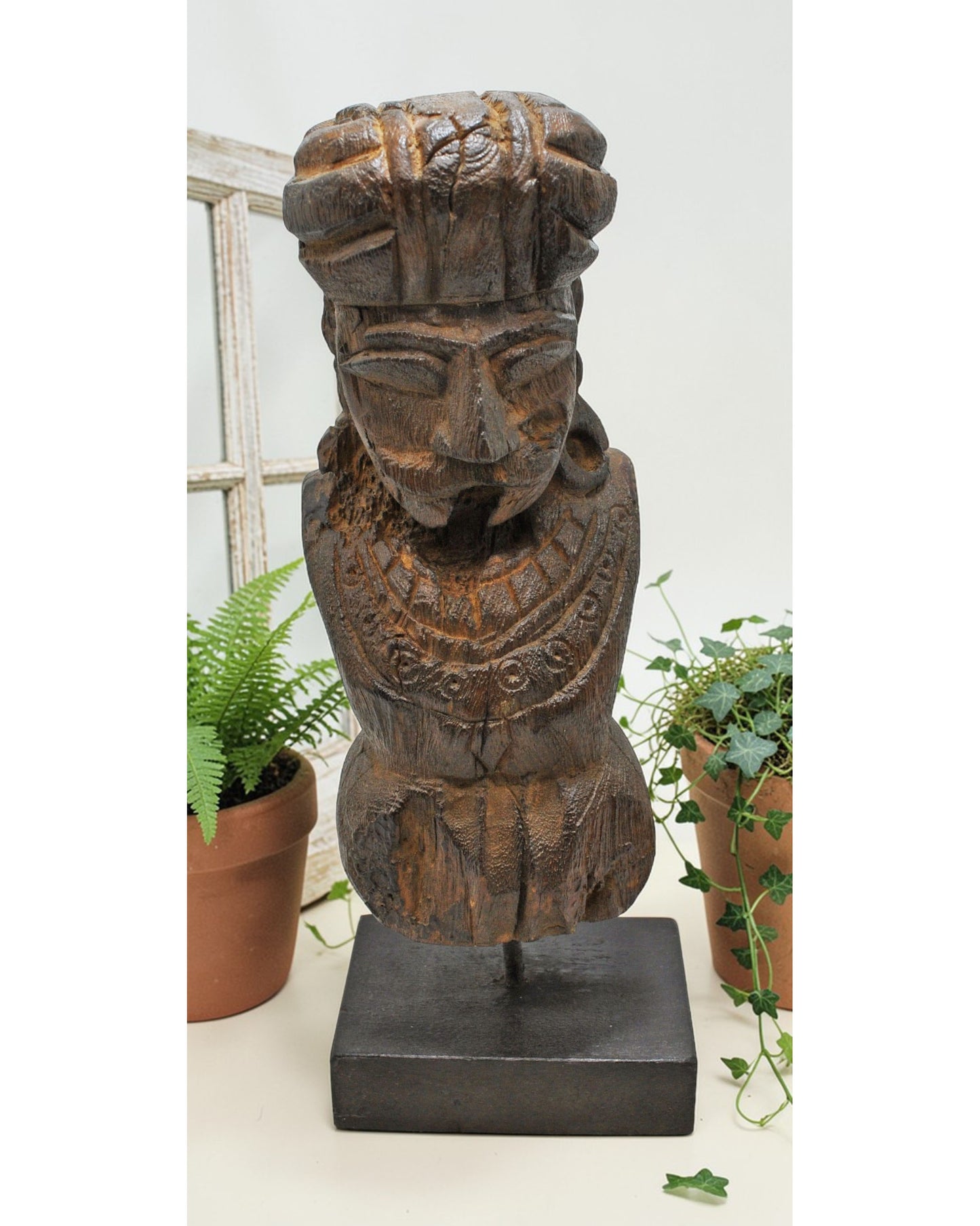 Antique Wooden Tall Watch Man Figurine Original Old Fine Hand Carved