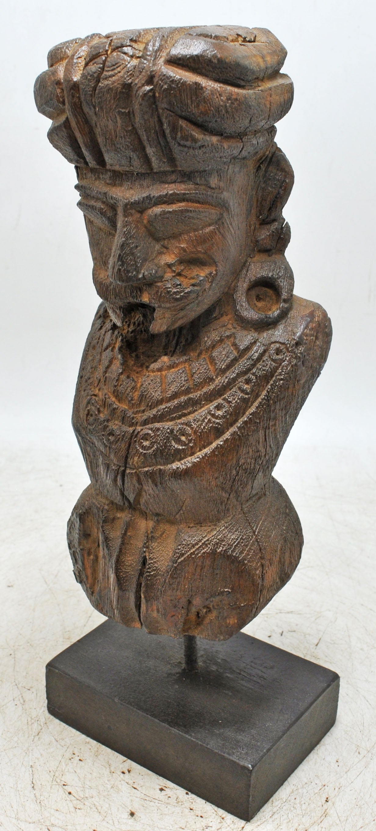 Antique Wooden Tall Watch Man Figurine Original Old Fine Hand Carved