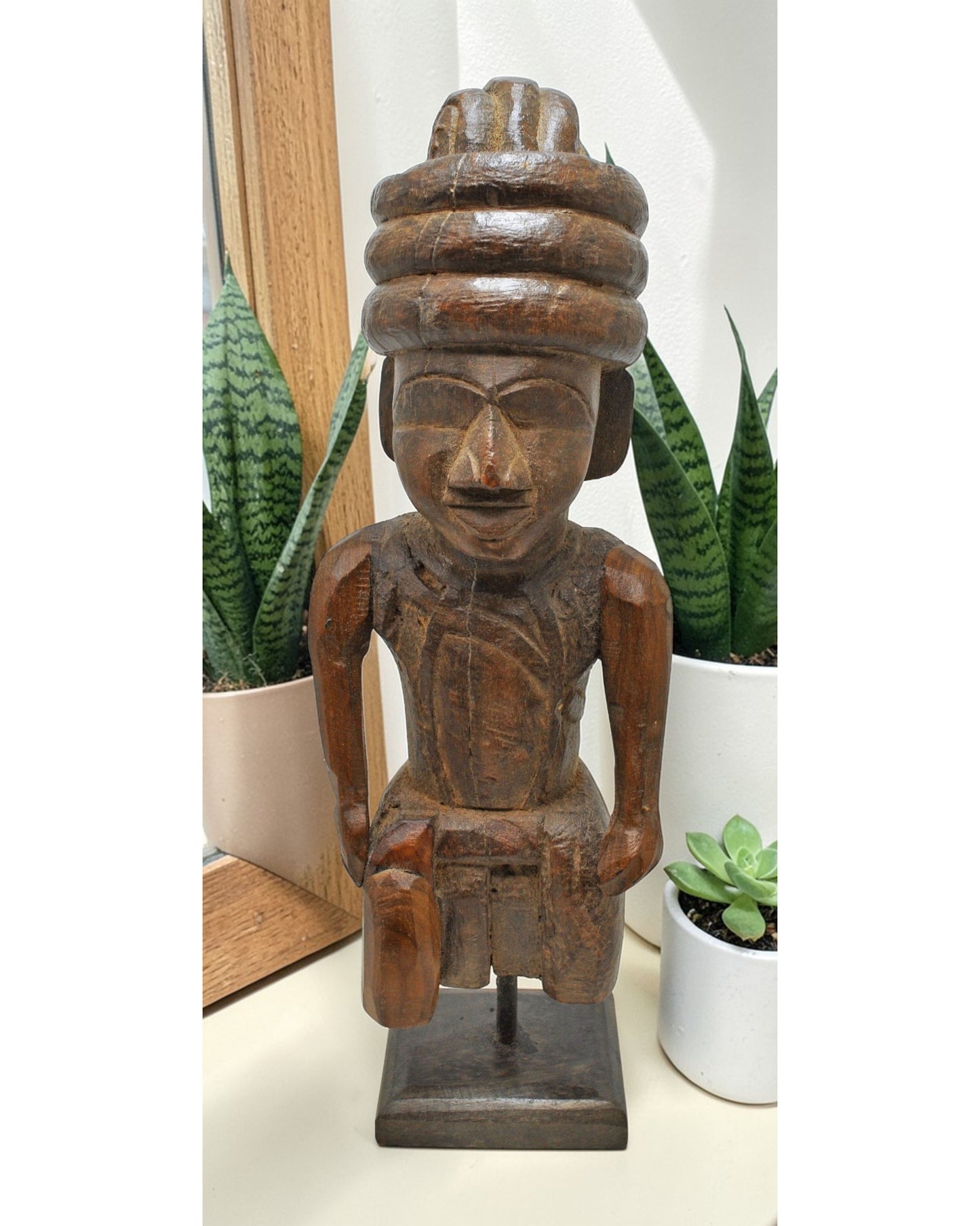 Antique Wooden Musician Man Figurine Original Old Fine Hand Carved