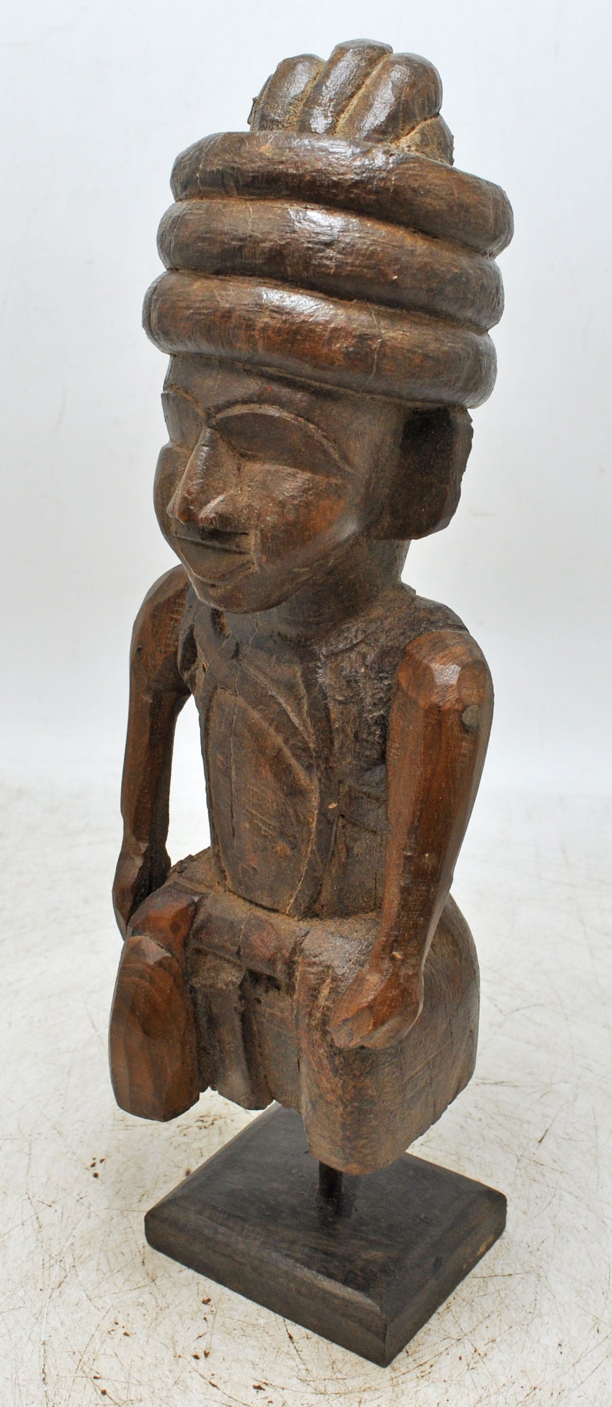 Antique Wooden Musician Man Figurine Original Old Fine Hand Carved