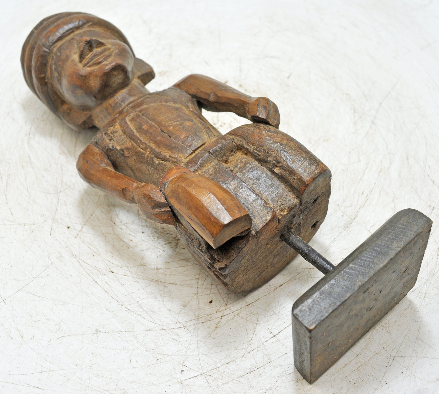 Antique Wooden Musician Man Figurine Original Old Fine Hand Carved