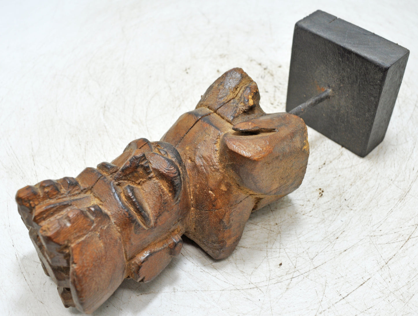 Antique Wooden Musician Man Figurine Original Old Fine Hand Carved