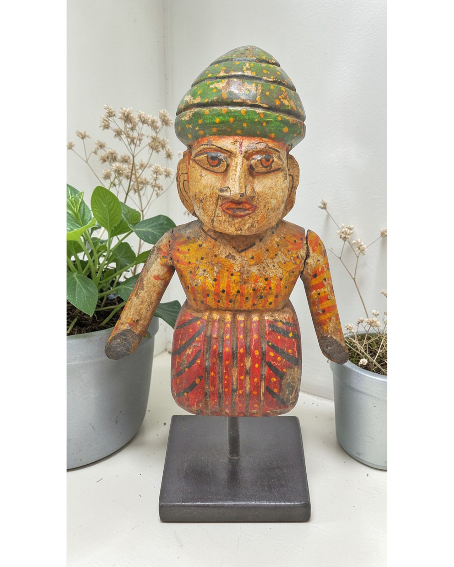 Antique Wooden Musician Man Figurine Original Old Fine Hand Carved Painted