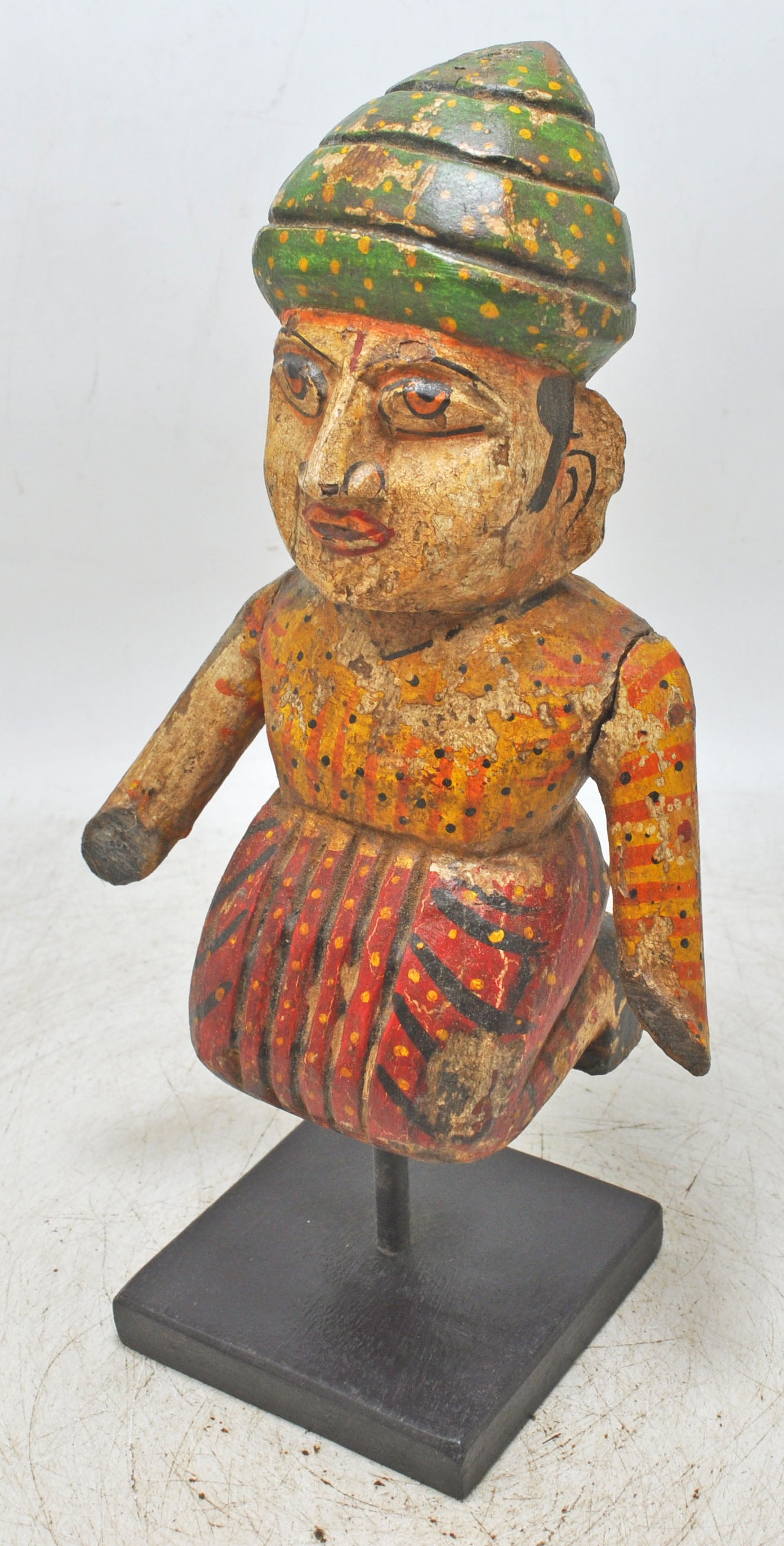 Antique Wooden Musician Man Figurine Original Old Fine Hand Carved Painted
