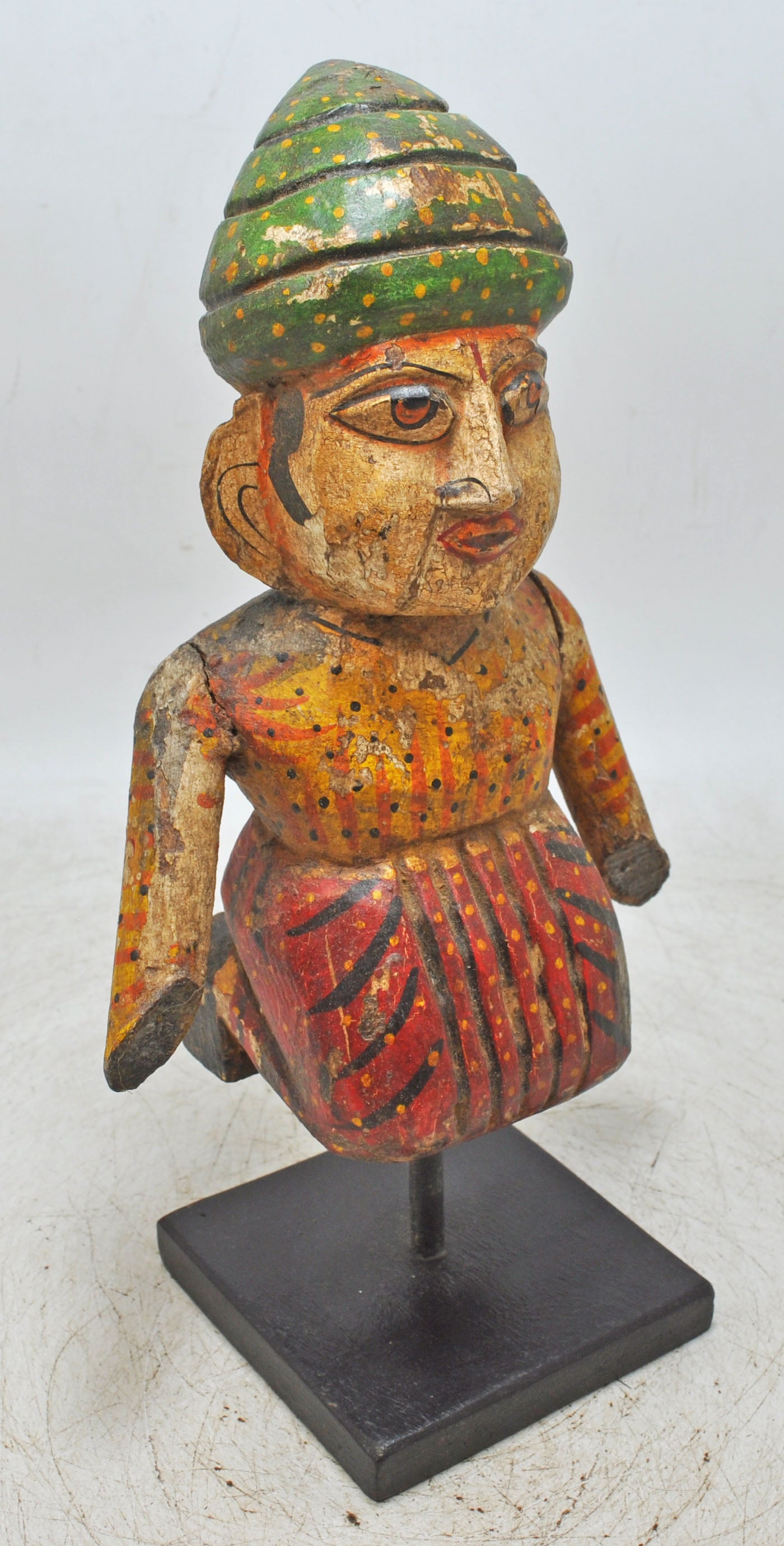 Antique Wooden Musician Man Figurine Original Old Fine Hand Carved Painted